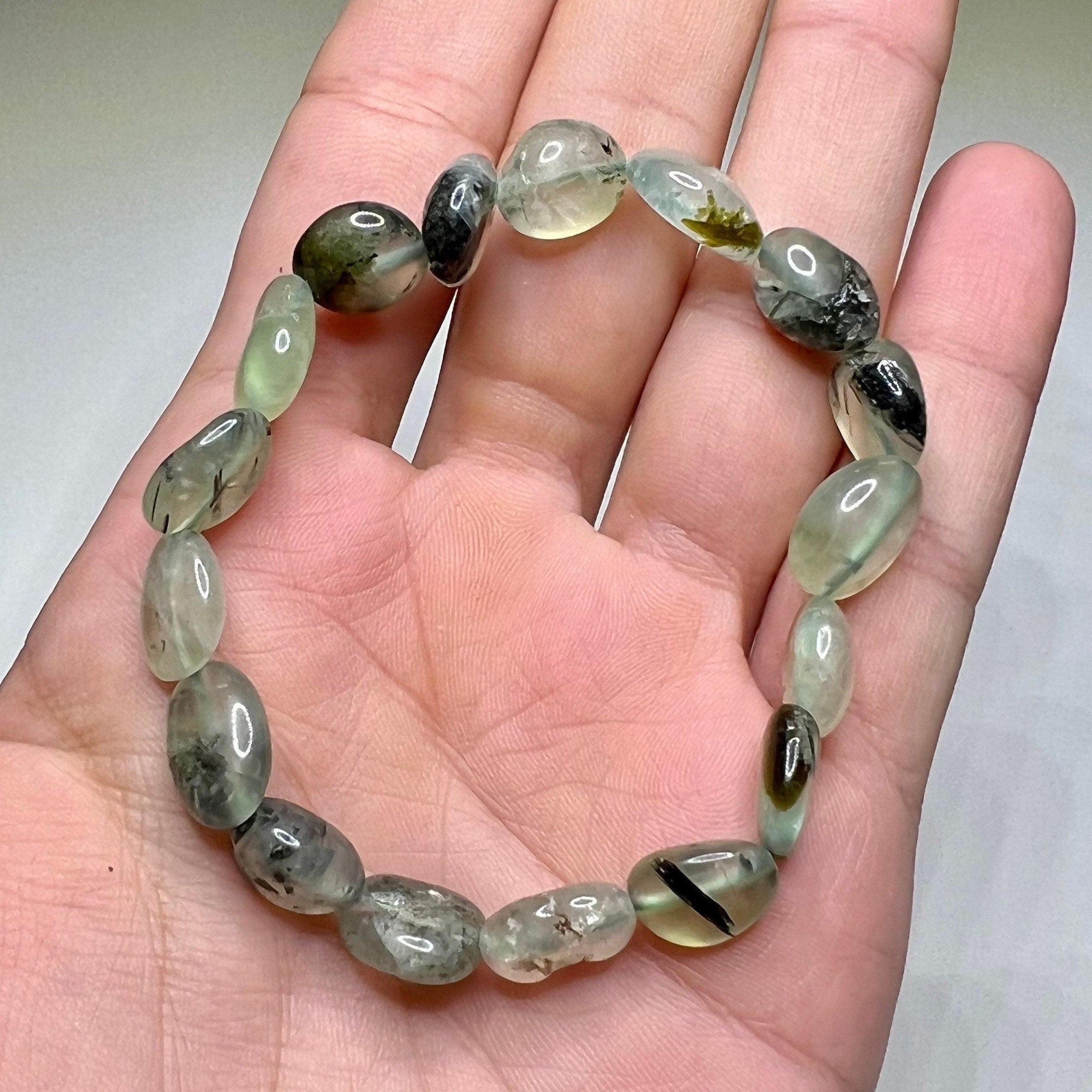 Prehnite Crystal Bracelet: Tumbled Gemstone Beaded Bracelet