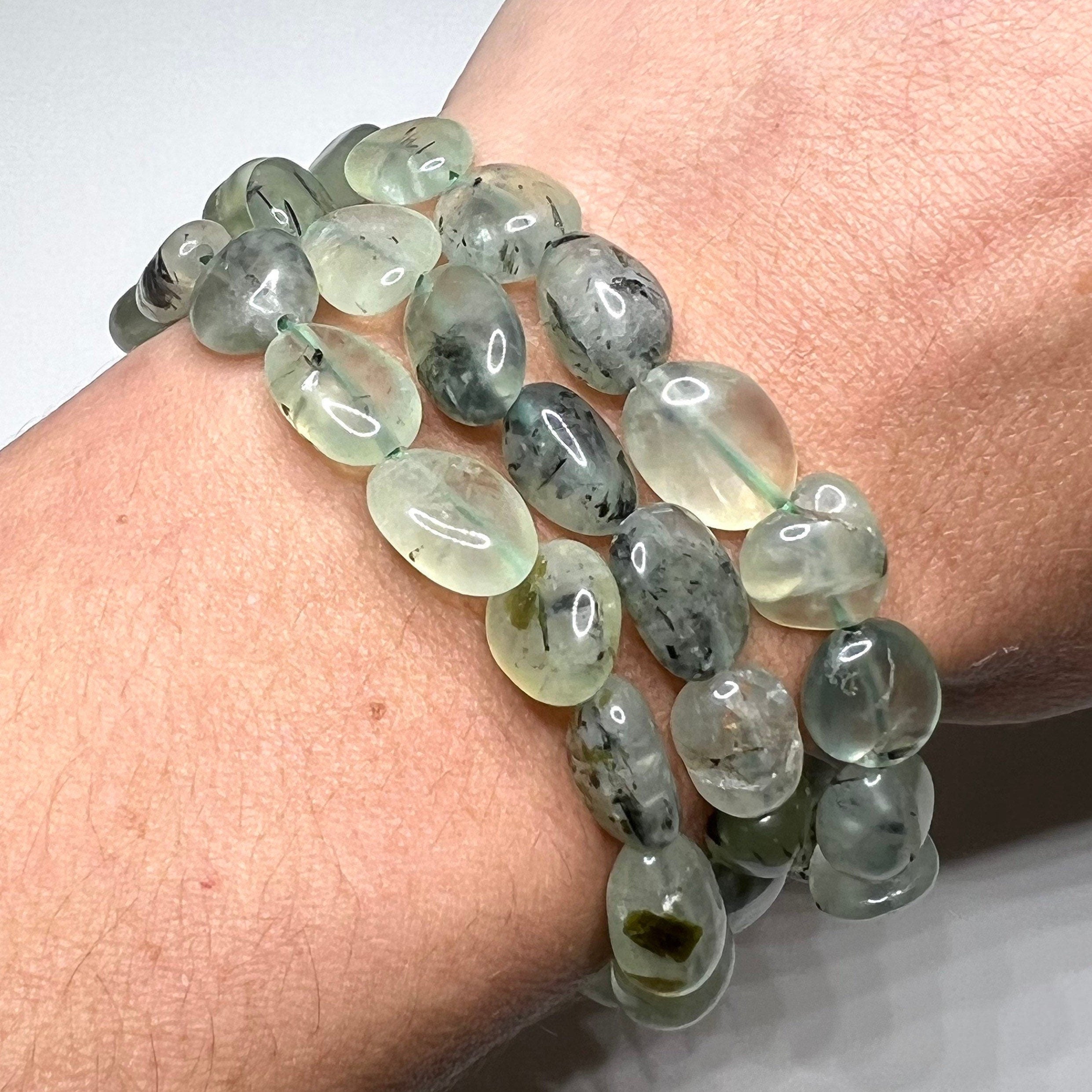 Prehnite Crystal Bracelet: Tumbled Gemstone Beaded Bracelet