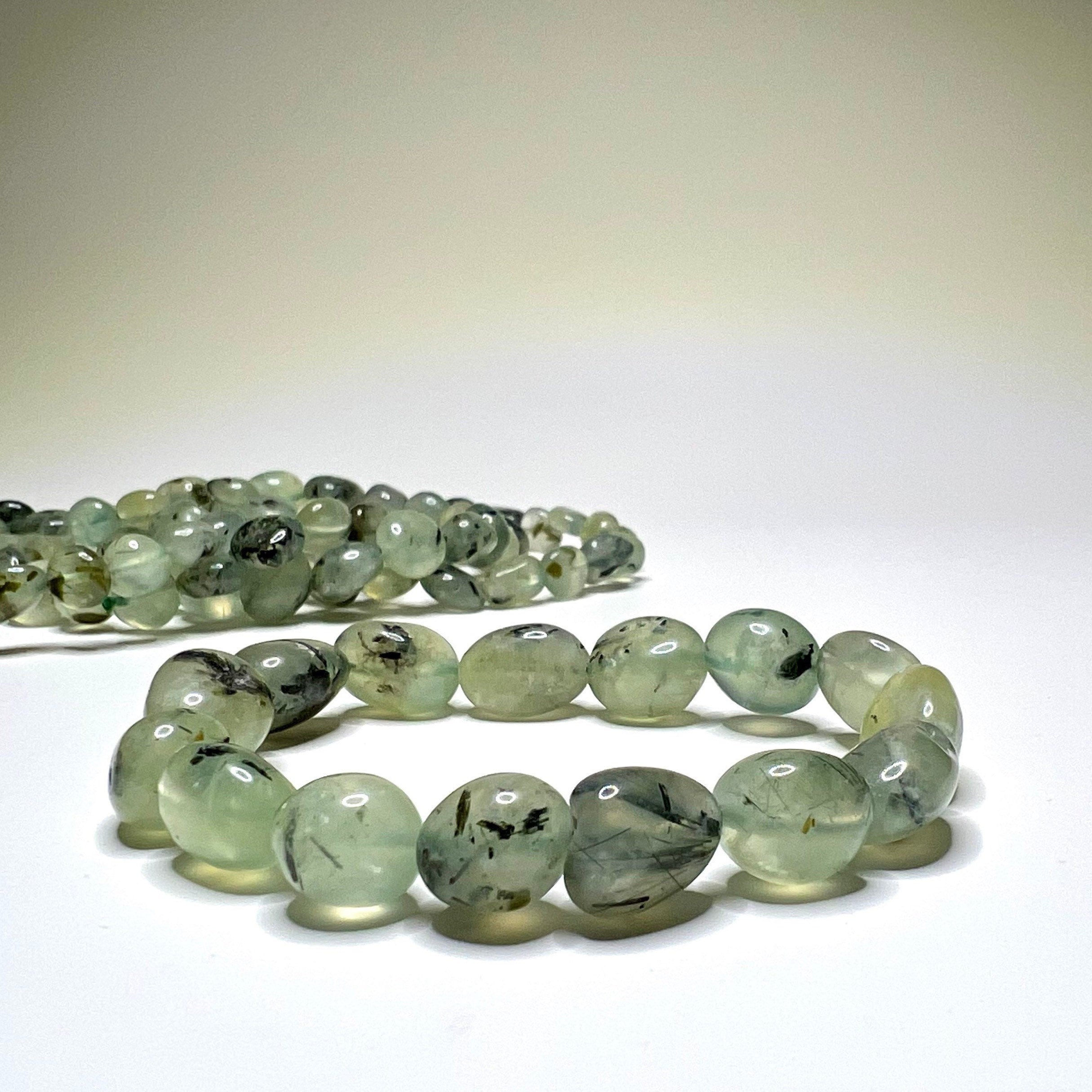 Prehnite Crystal Bracelet: Tumbled Gemstone Beaded Bracelet