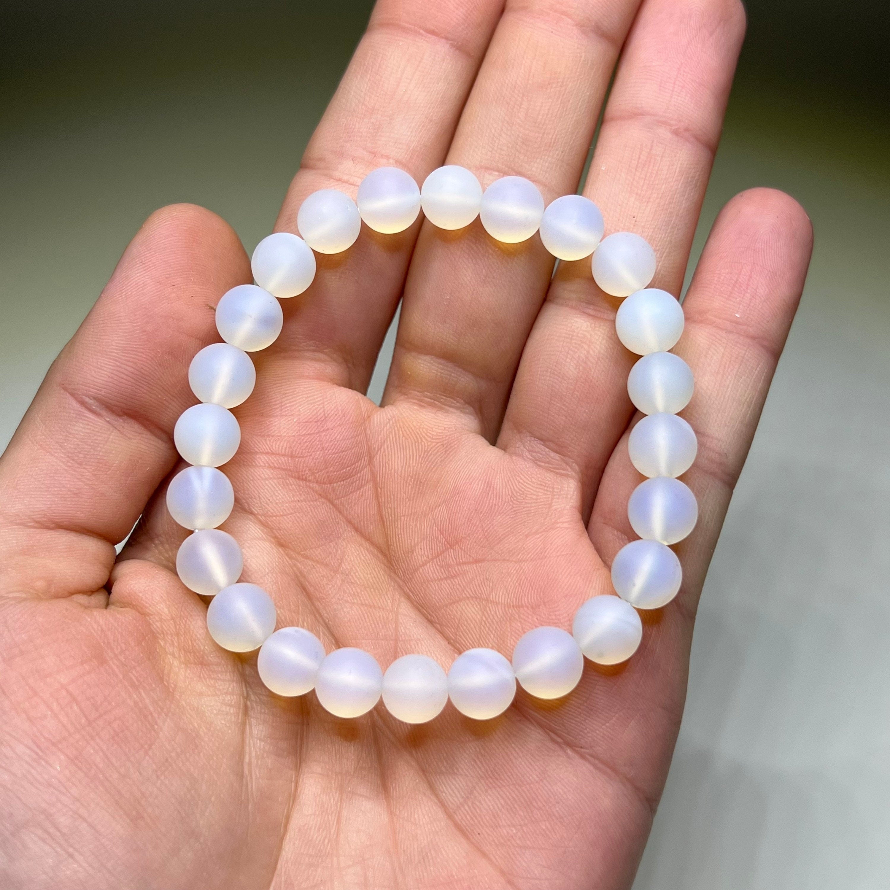 Matte Opalite Beaded Stretch Bracelet: 8mm or 10mm