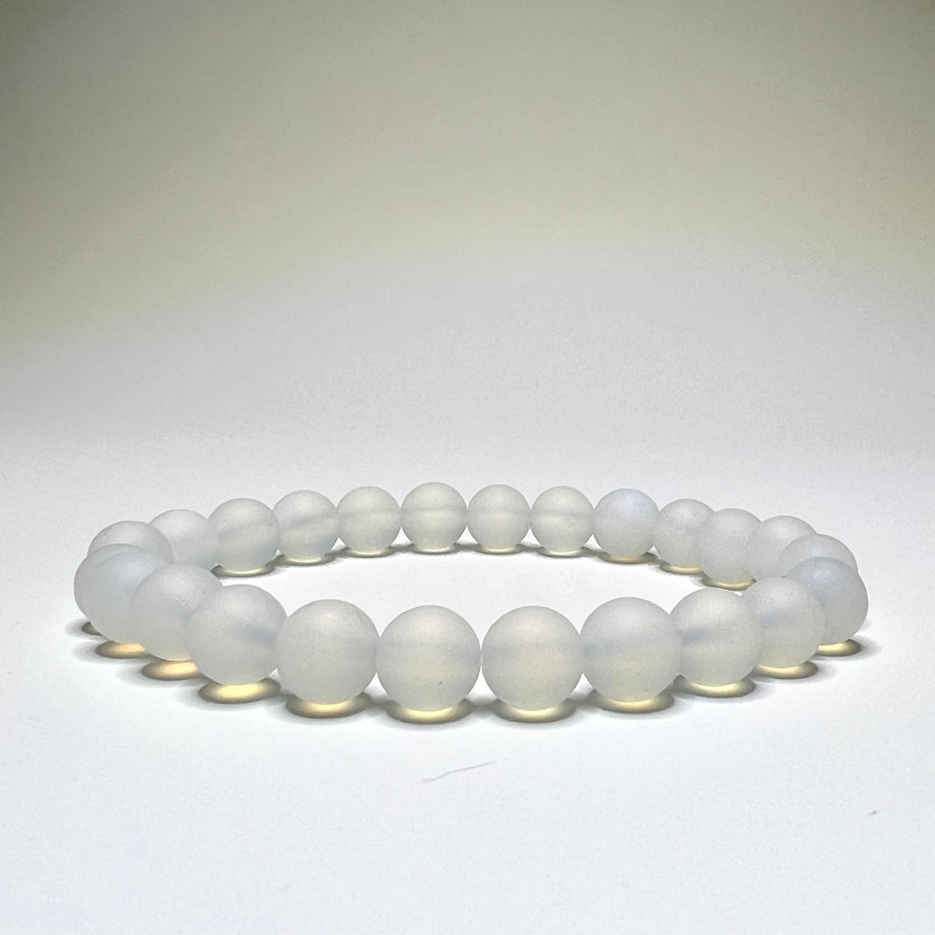 Matte Opalite Beaded Stretch Bracelet: 8mm or 10mm