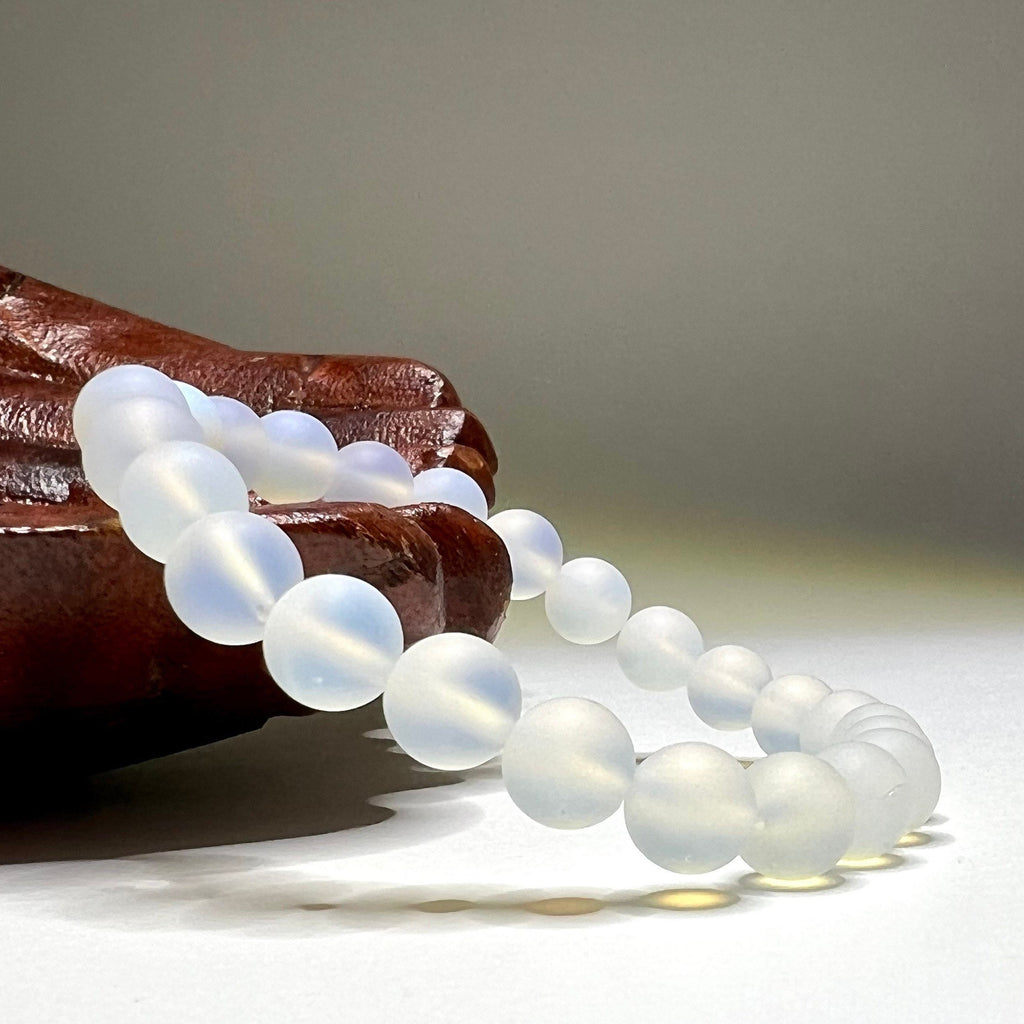 Matte Opalite Beaded Stretch Bracelet: 8mm or 10mm