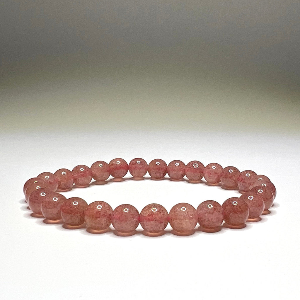 Strawberry Quartz Crystal Bracelet: Handmade Gemstone Beaded Bracelet