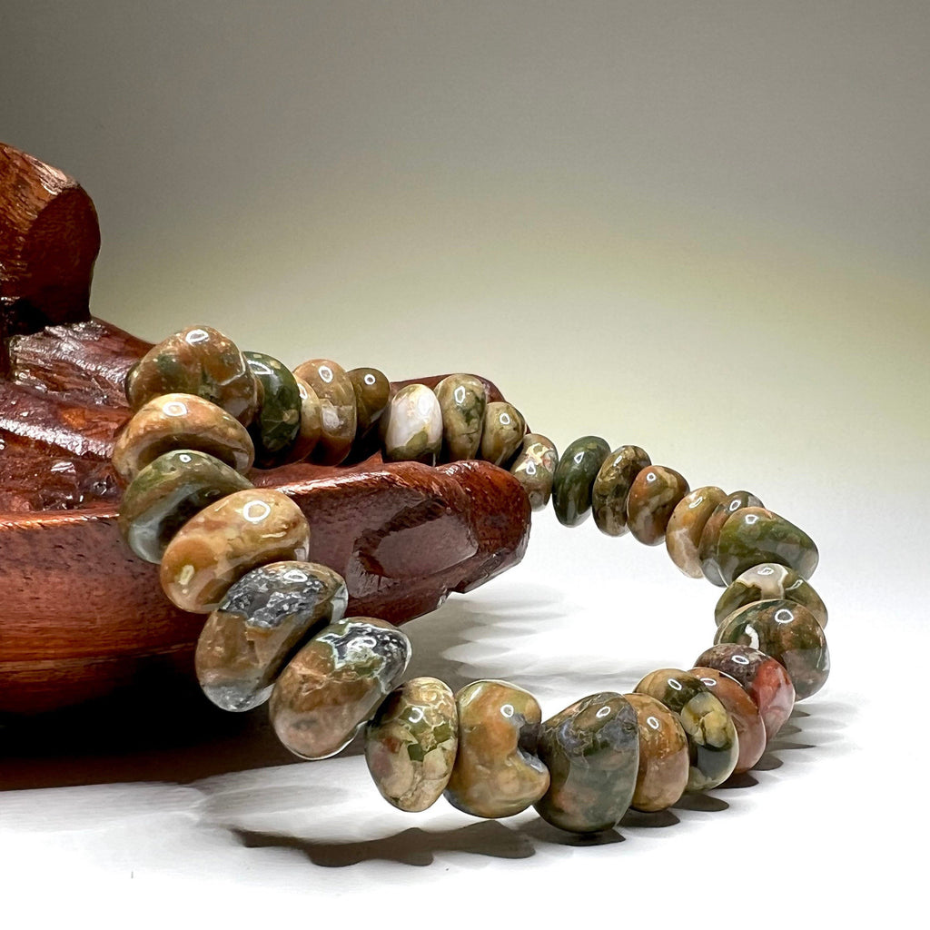 Rhyolite Crystal Beaded Bracelet: Volcanic Gemstone, Calming Energy