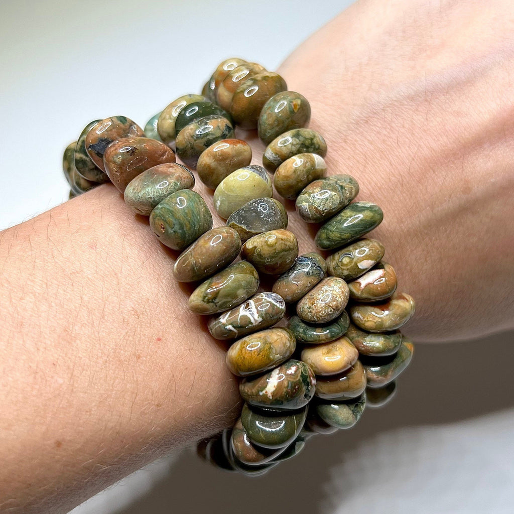 Rhyolite Crystal Beaded Bracelet: Volcanic Gemstone, Calming Energy