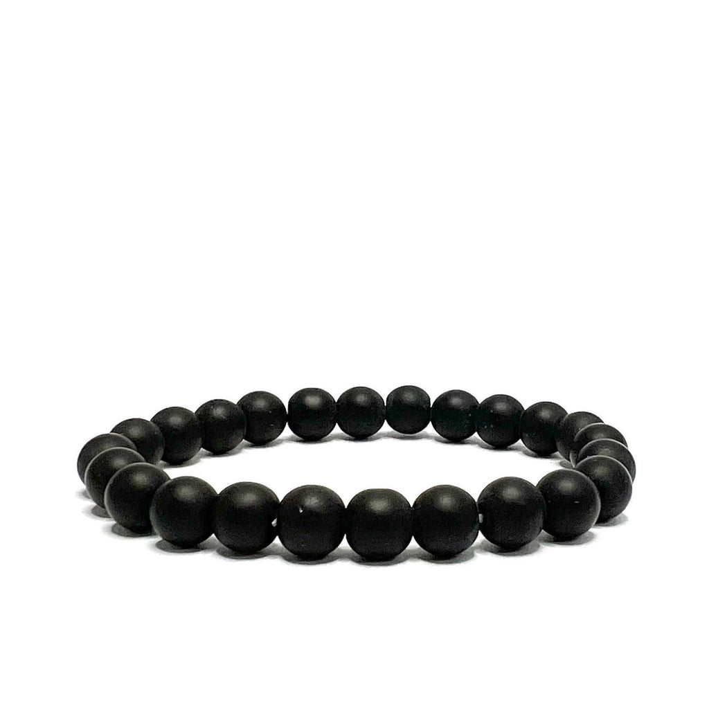 Black Onyx Crystal Bracelet: Matte Gemstone Beaded Bracelet
