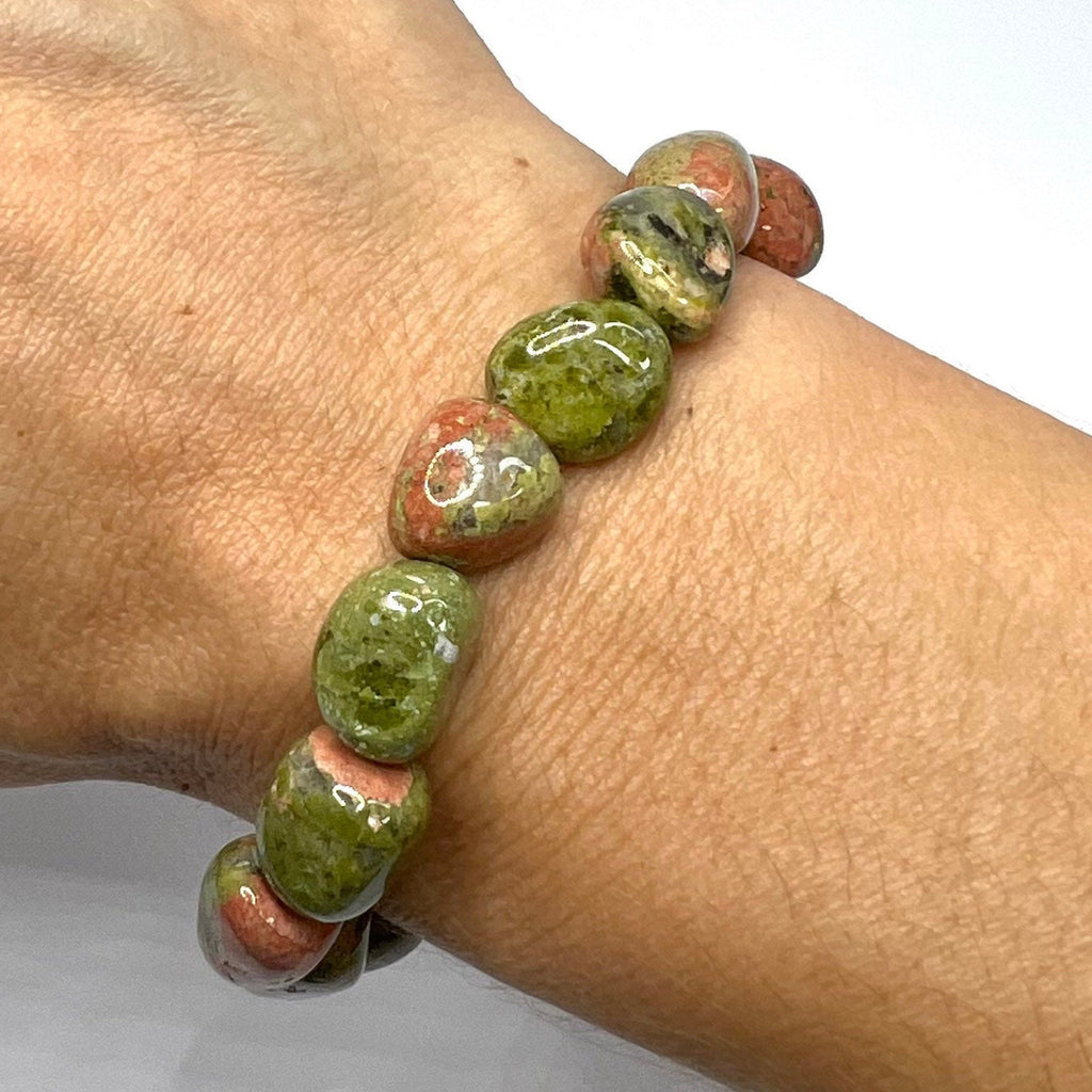 Unakite Crystal Tumble Stone Bracelet: 6-8mm Beaded Gemstone
