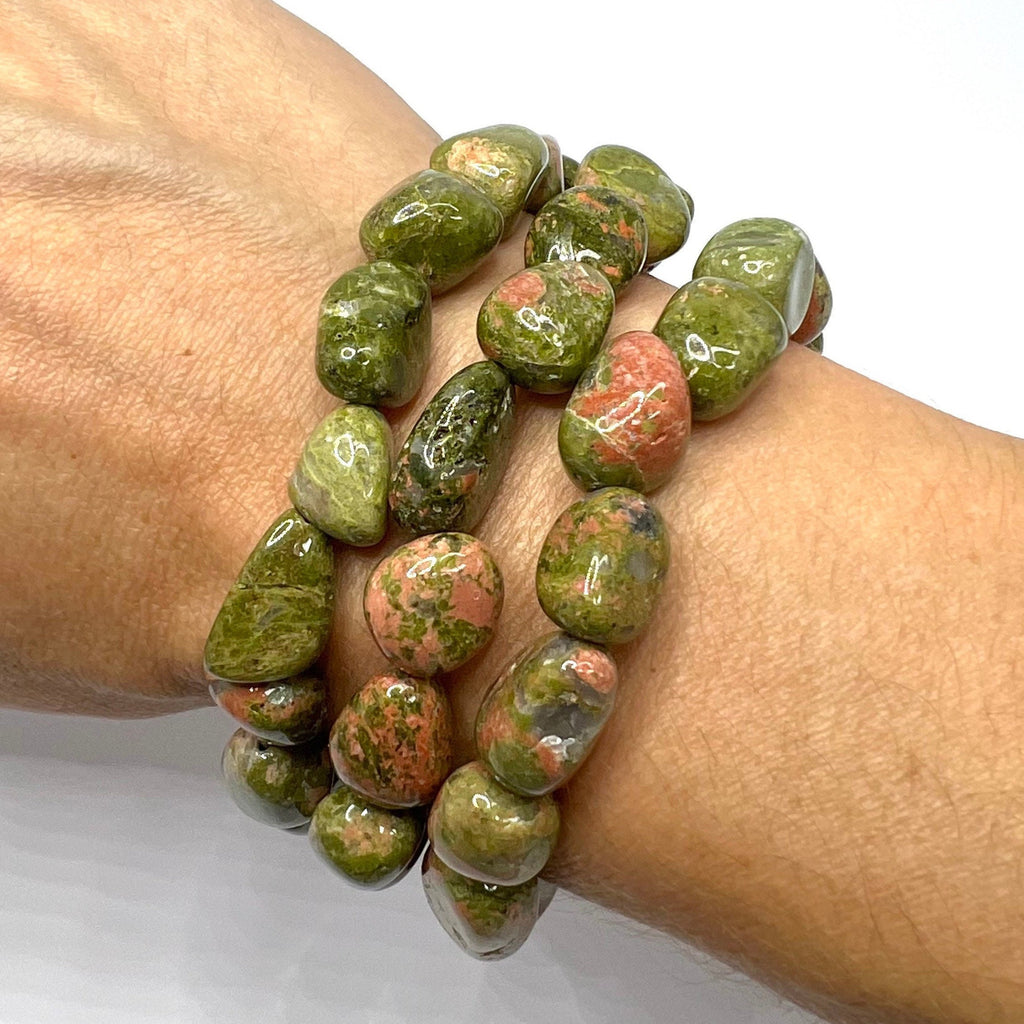 Unakite Crystal Tumble Stone Bracelet: 6-8mm Beaded Gemstone