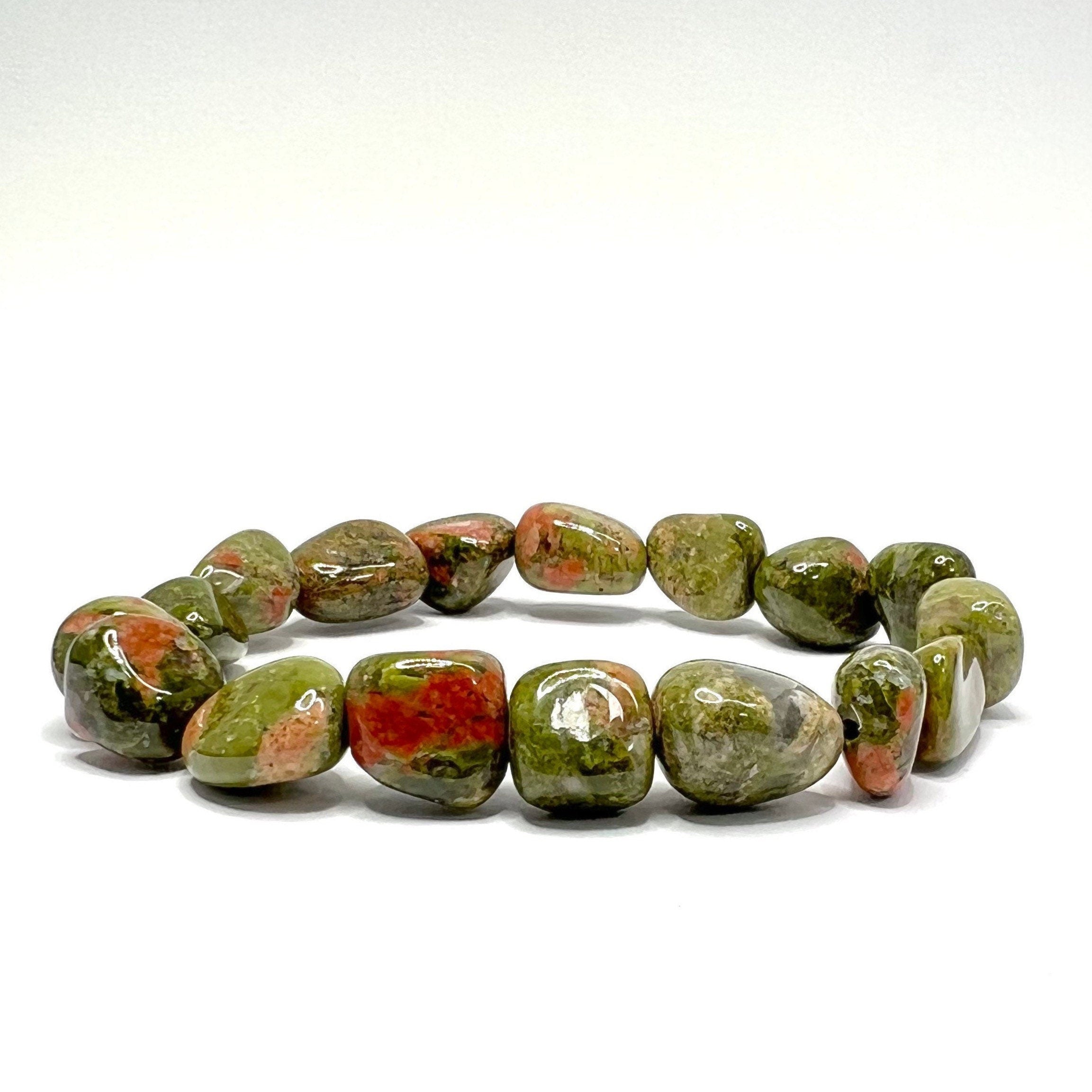 Unakite Crystal Tumble Stone Bracelet: 6-8mm Beaded Gemstone