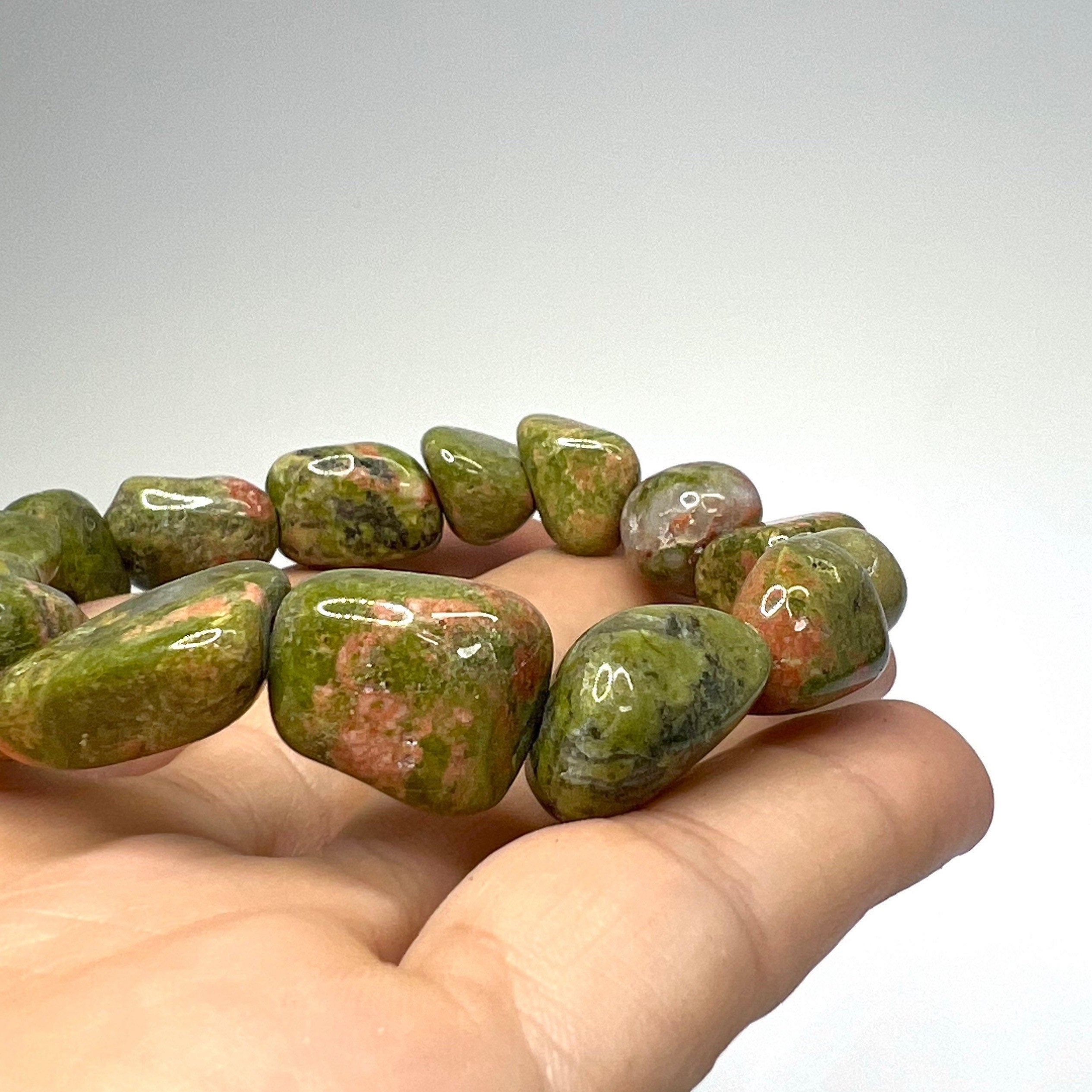 Unakite Crystal Tumble Stone Bracelet: 6-8mm Beaded Gemstone