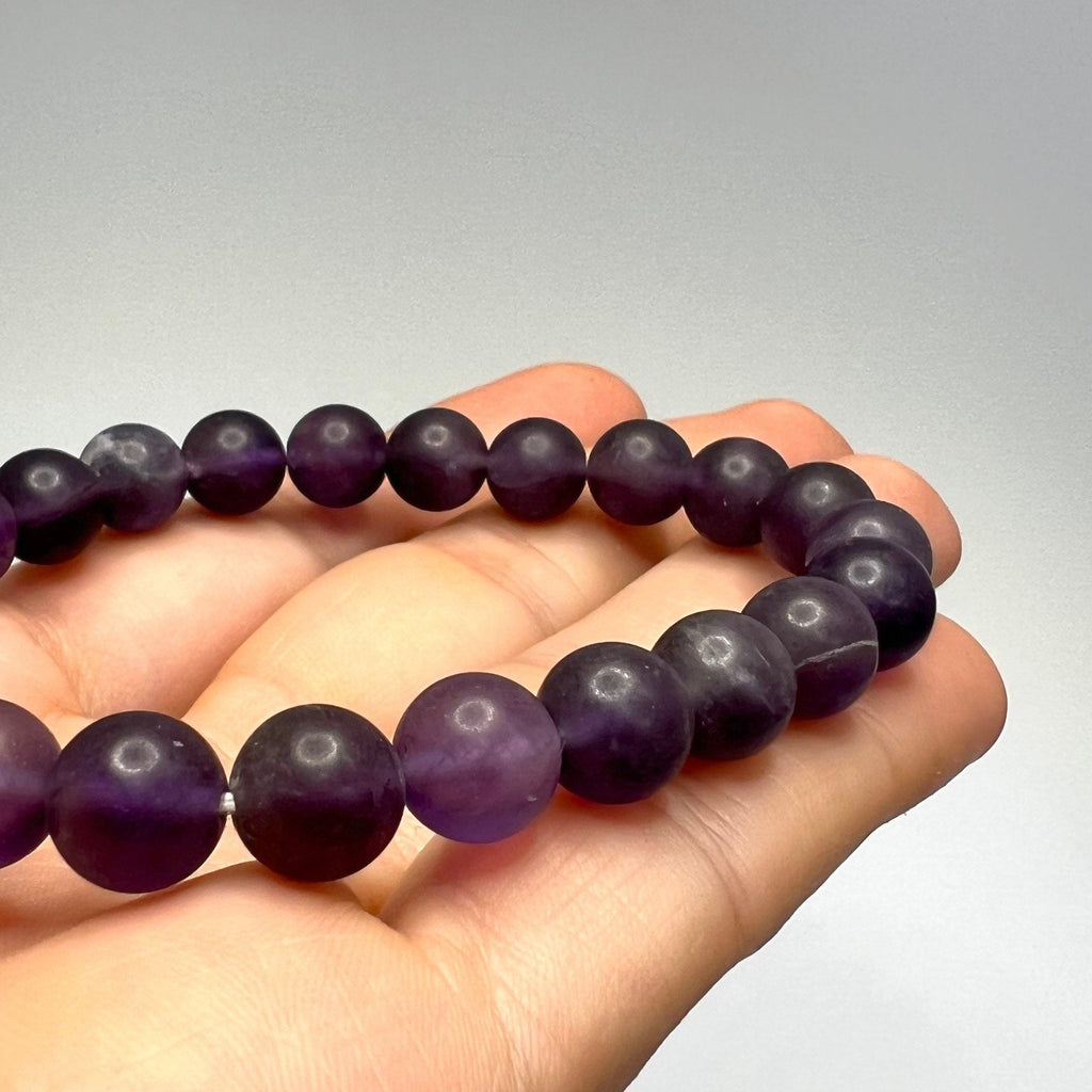 Amethyst Crystal Bracelet: Handmade Gemstone Beaded Bracelet with Matte Finish