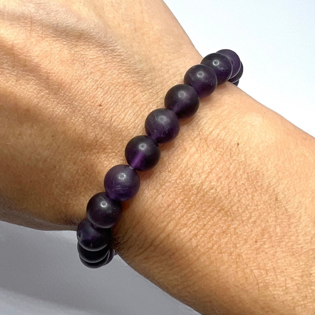 Amethyst Crystal Bracelet: Handmade Gemstone Beaded Bracelet with Matte Finish