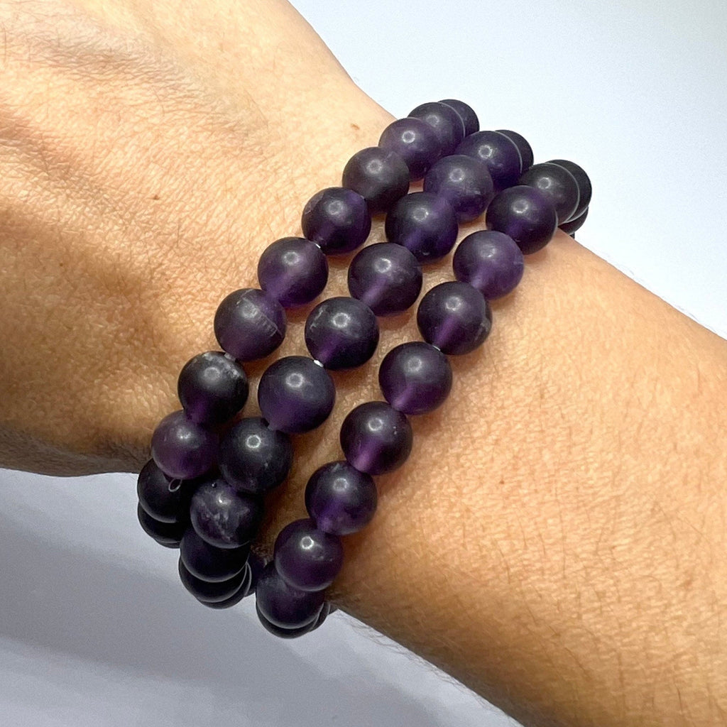 Amethyst Crystal Bracelet: Handmade Gemstone Beaded Bracelet with Matte Finish