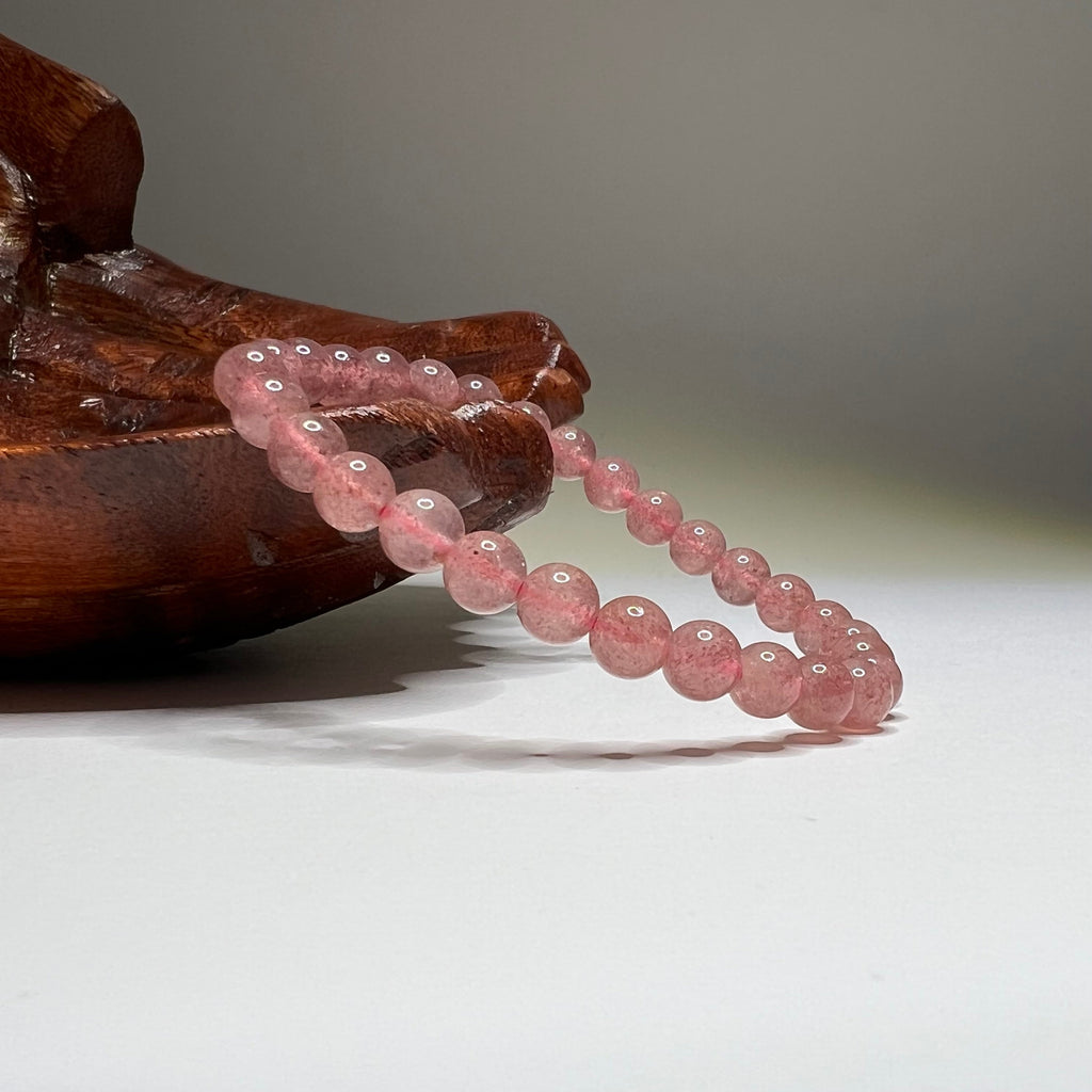 Strawberry Quartz Crystal Bracelet: Handmade Gemstone Beaded Bracelet