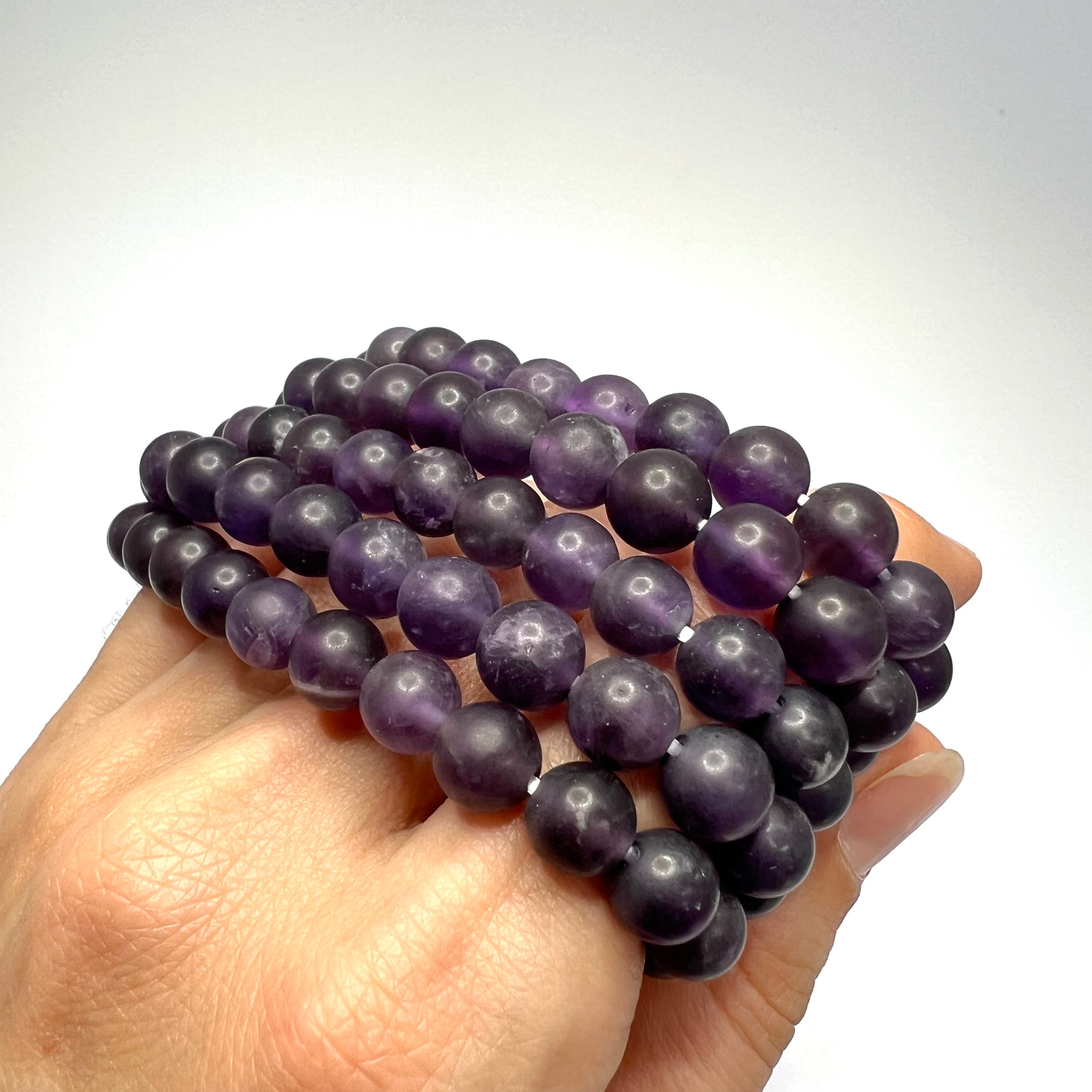 Amethyst Crystal Bracelet: Handmade Gemstone Beaded Bracelet with Matte Finish