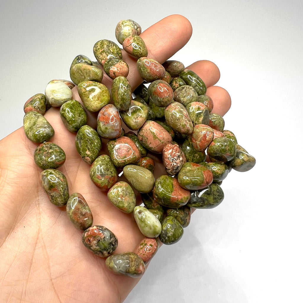 Unakite Crystal Tumble Stone Bracelet: 6-8mm Beaded Gemstone