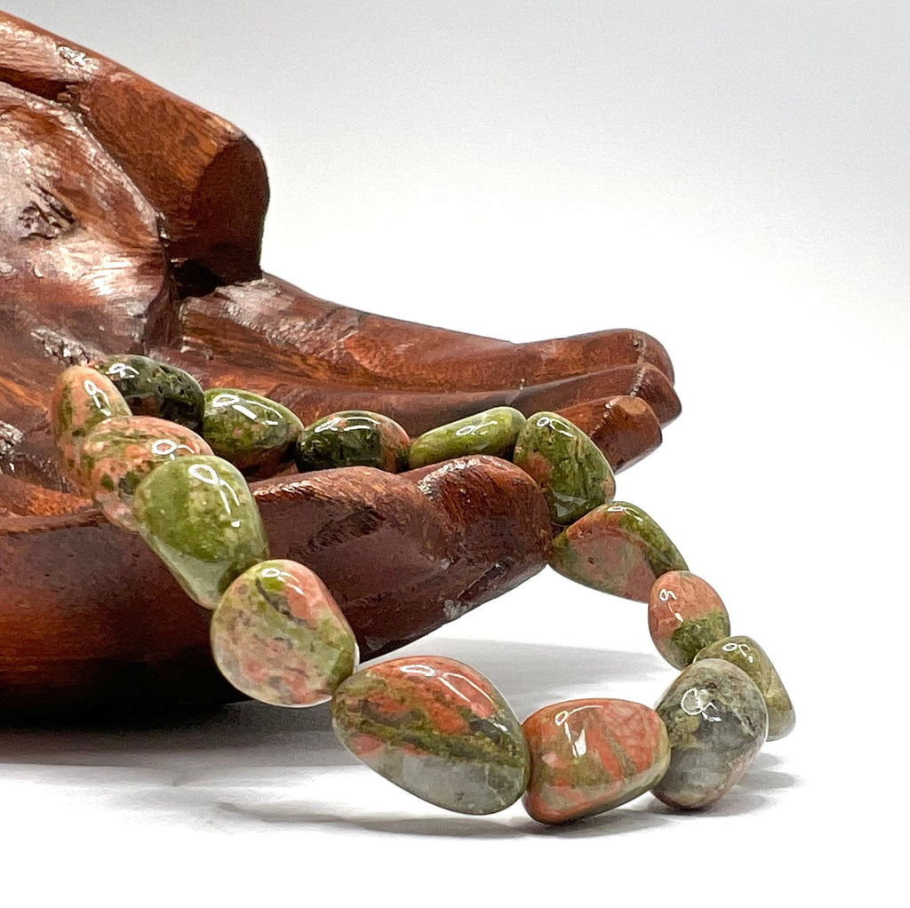 Unakite Crystal Tumble Stone Bracelet: 6-8mm Beaded Gemstone