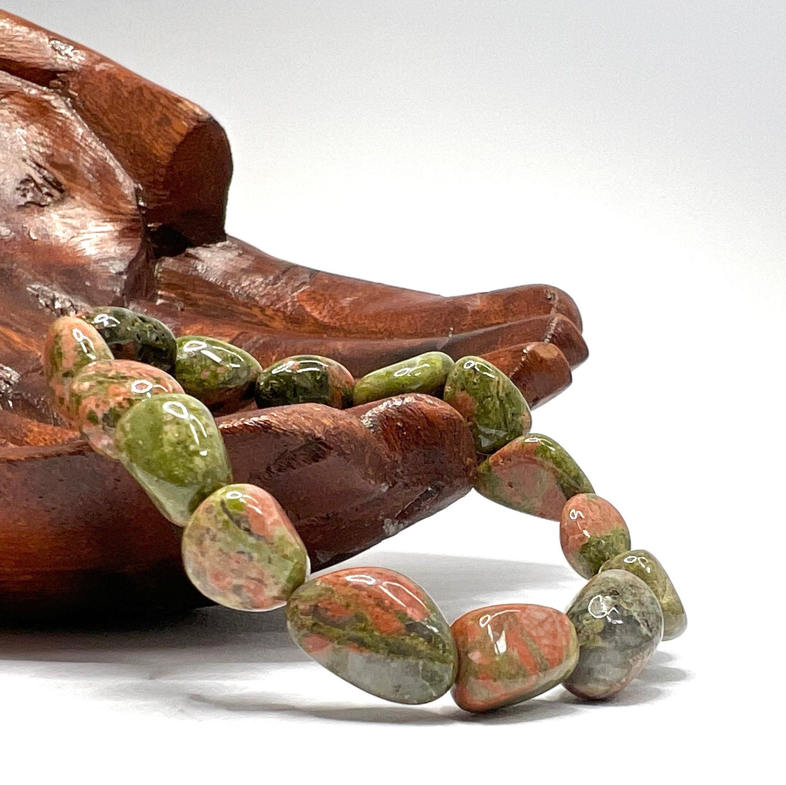 Unakite Crystal Tumble Stone Bracelet: 6-8mm Beaded Gemstone