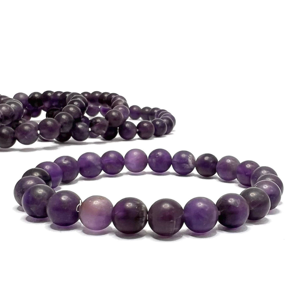 Amethyst Crystal Bracelet: Handmade Gemstone Beaded Bracelet with Matte Finish