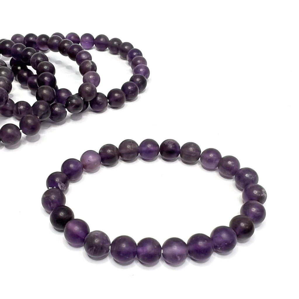 Amethyst Crystal Bracelet: Handmade Gemstone Beaded Bracelet with Matte Finish