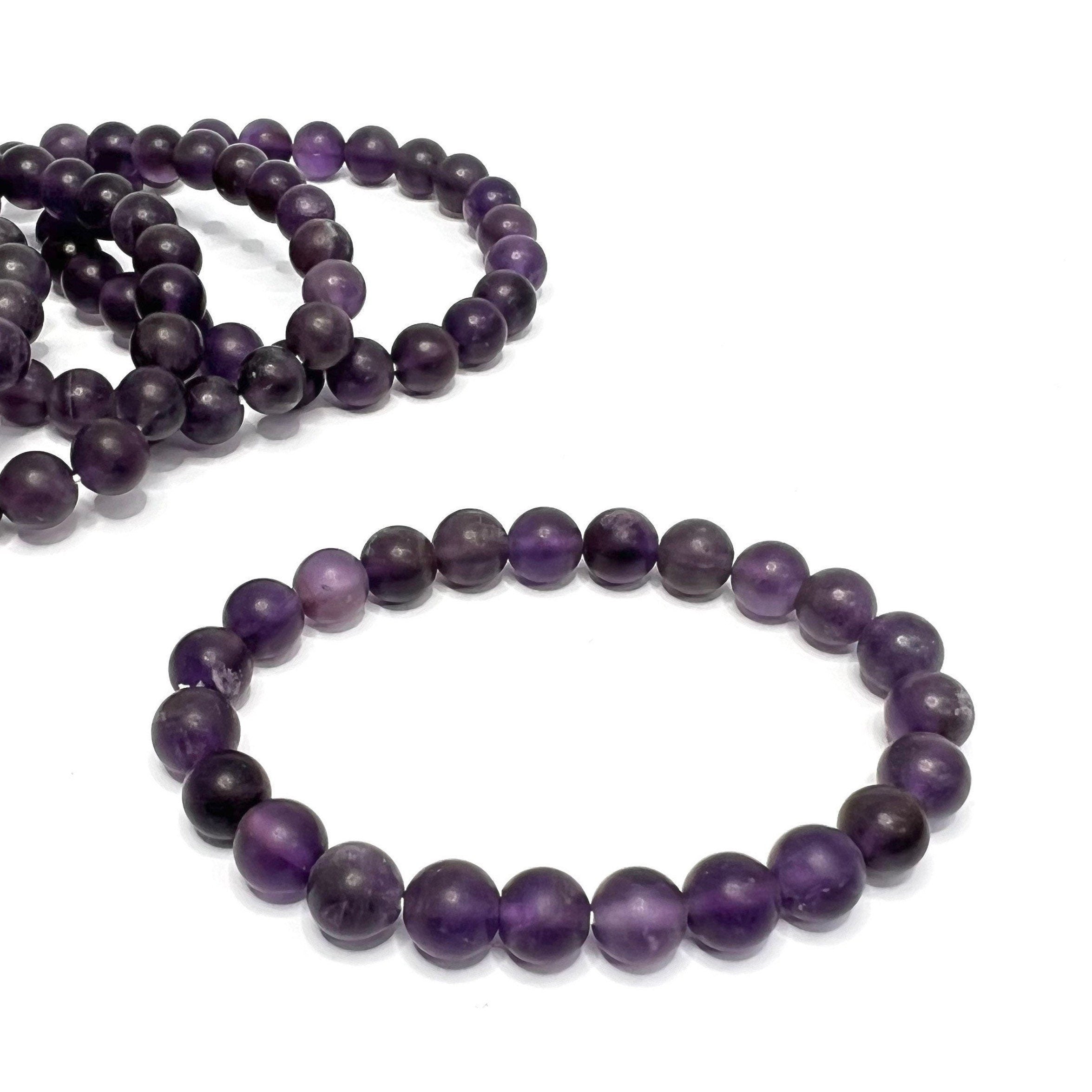 Amethyst Crystal Bracelet: Handmade Gemstone Beaded Bracelet with Matte Finish