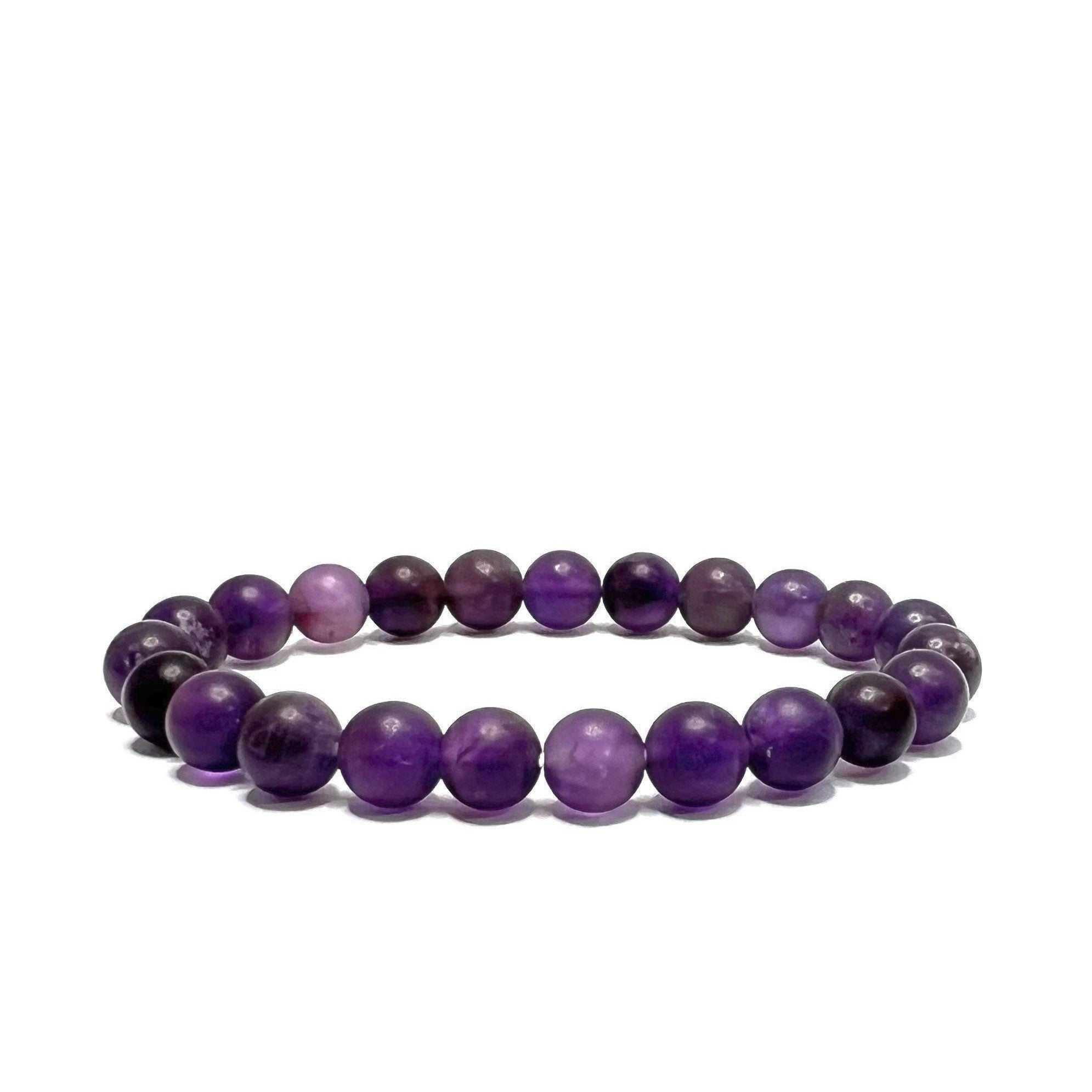 Amethyst Crystal Bracelet: Handmade Gemstone Beaded Bracelet with Matte Finish