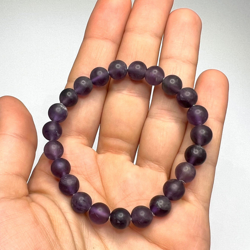 Amethyst Crystal Bracelet: Handmade Gemstone Beaded Bracelet with Matte Finish