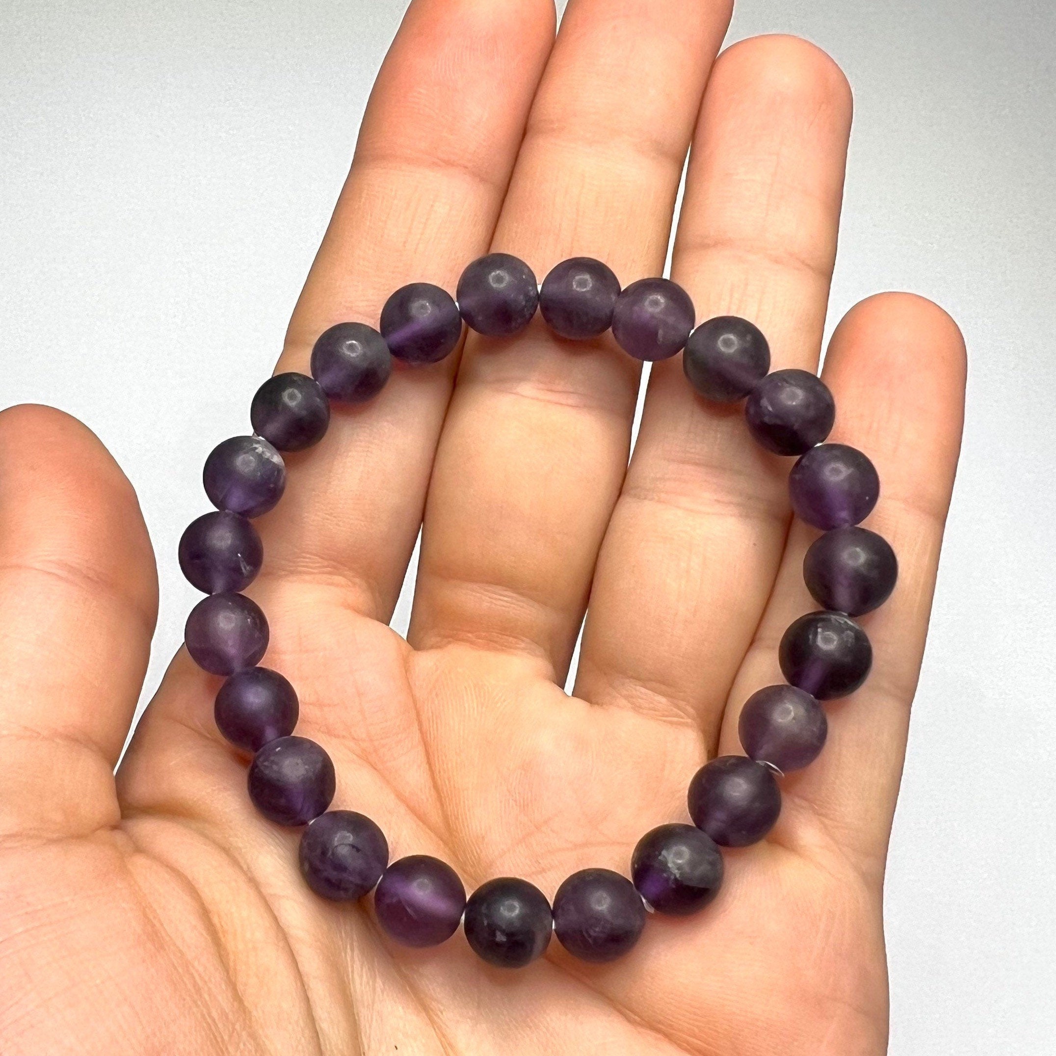 Amethyst Crystal Bracelet: Handmade Gemstone Beaded Bracelet with Matte Finish