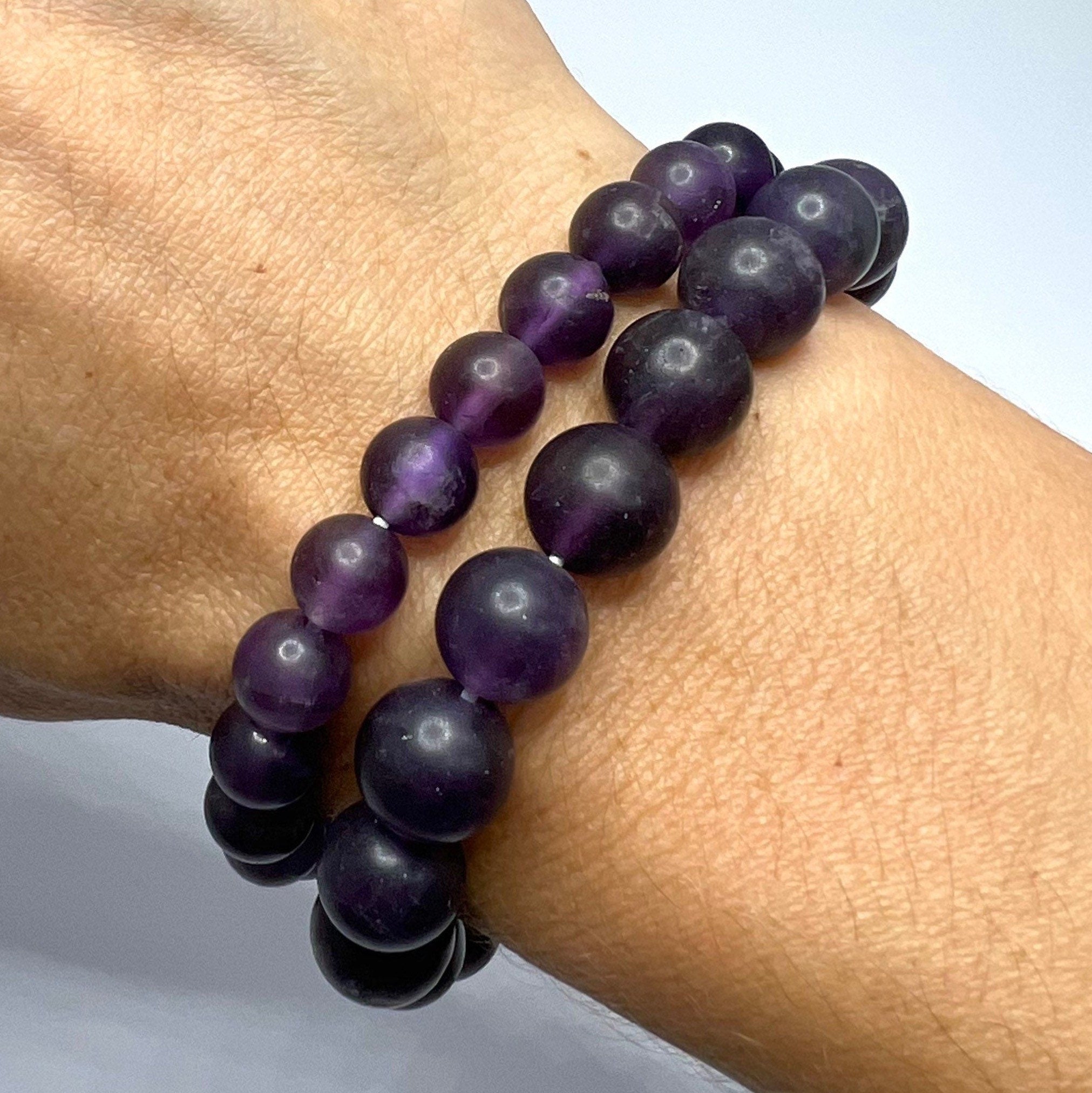 Amethyst Crystal Bracelet: Handmade Gemstone Beaded Bracelet with Matte Finish