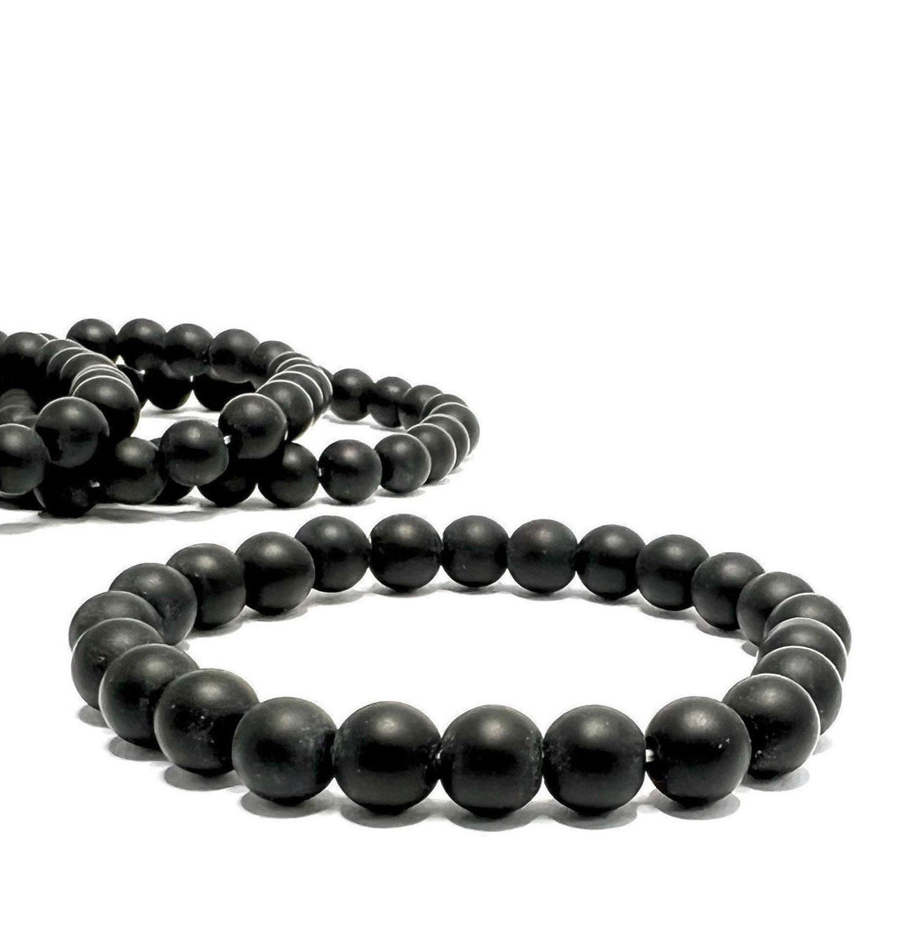 Black Onyx Crystal Bracelet: Matte Gemstone Beaded Bracelet