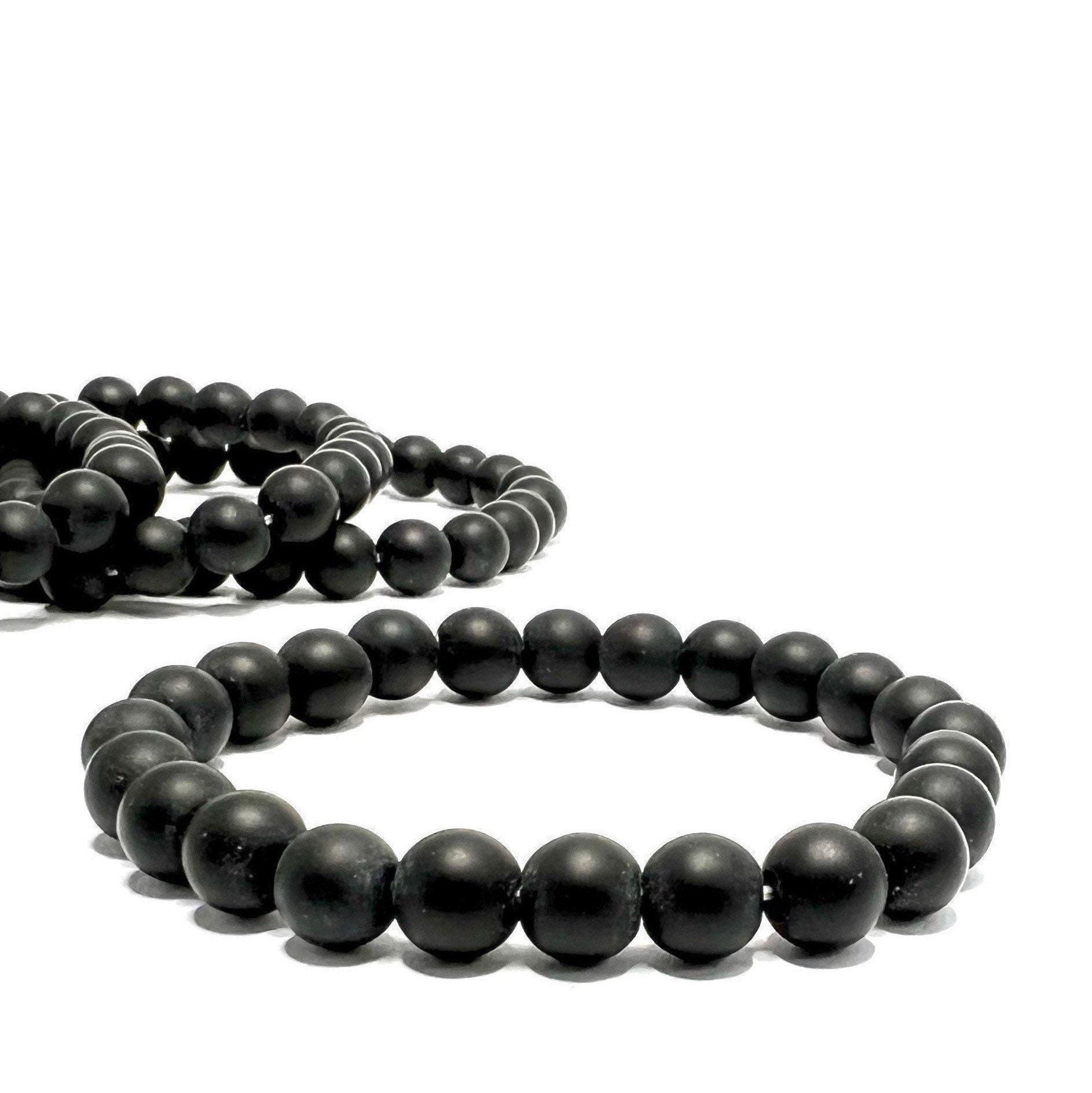Black Onyx Crystal Bracelet: Matte Gemstone Beaded Bracelet