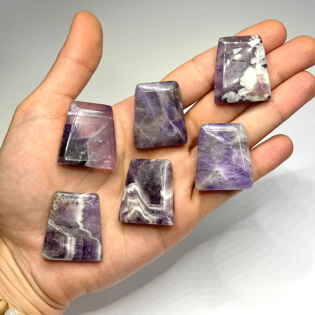 Chevron Amethyst Crystal Necklace: Banded Gemstone on Adjustable Black Cord