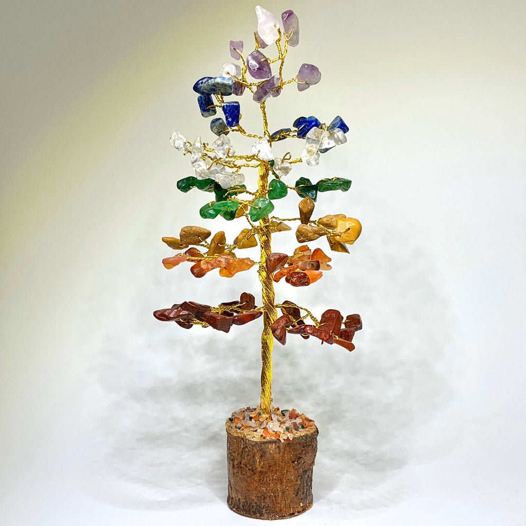 Chakra Gemstone Tree - Healing Crystal Tree with Wood Base