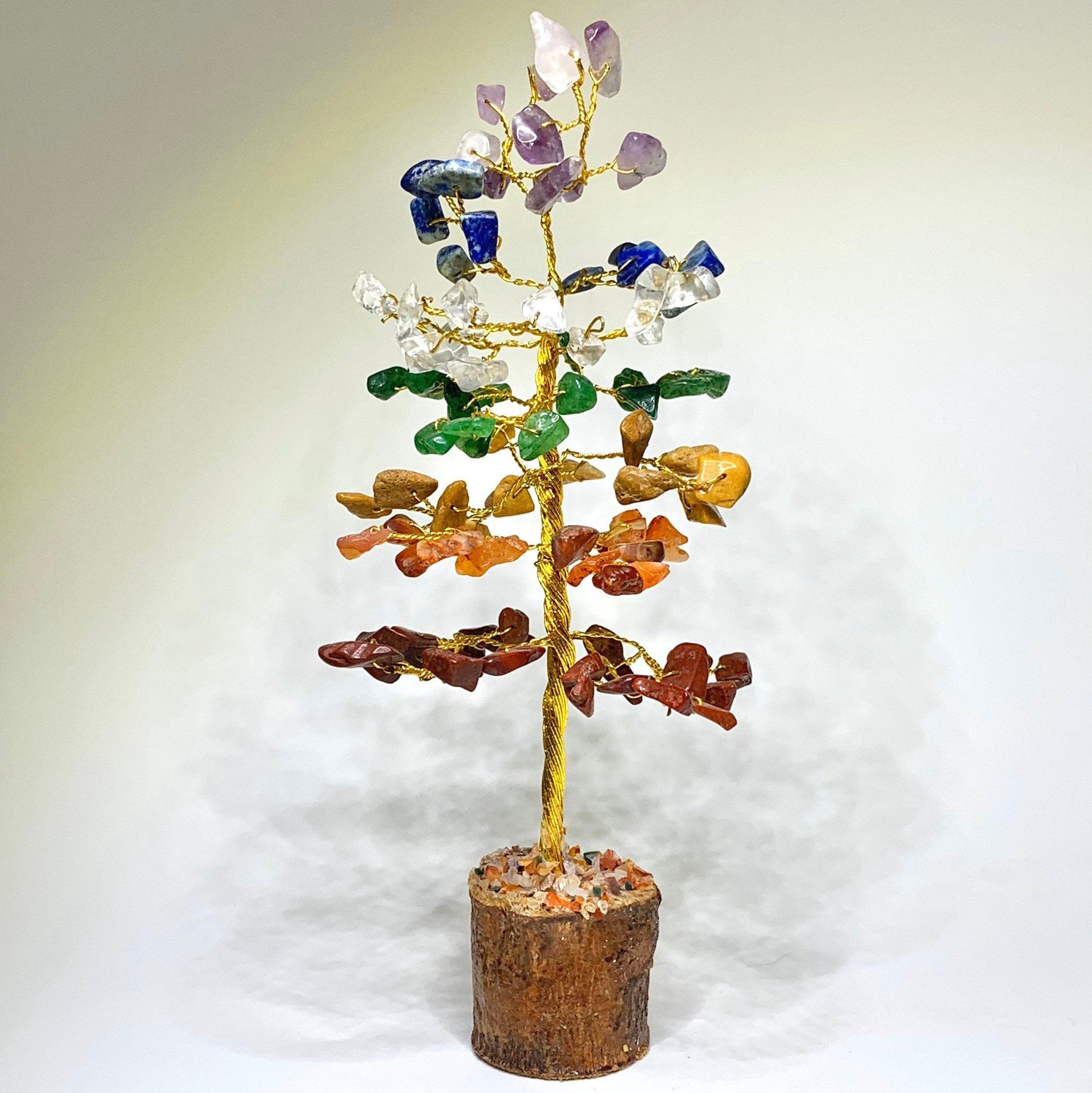 Chakra Gemstone Tree - Healing Crystal Tree with Wood Base
