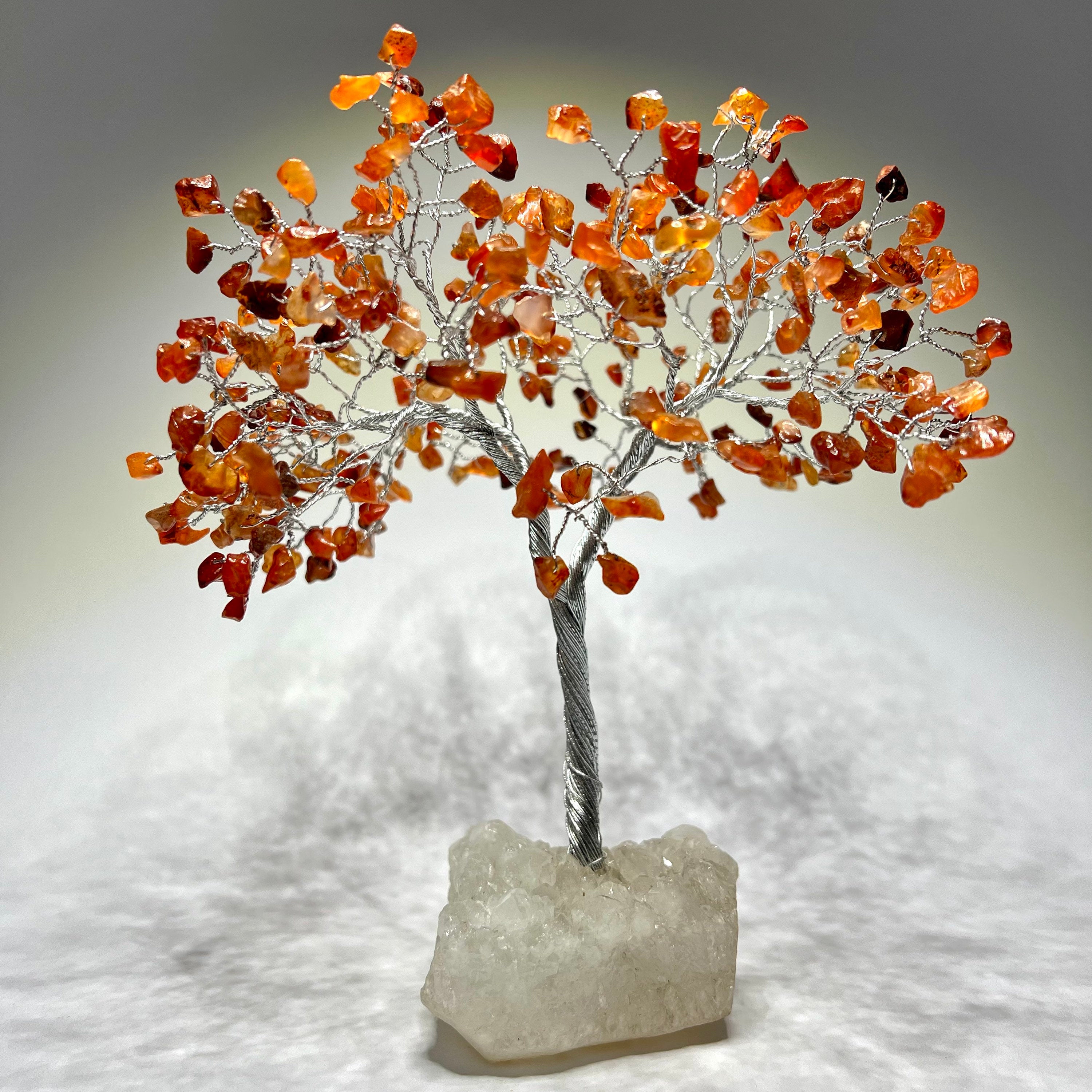 Carnelian Crystal Tree, Carnelian Gemstone Tree with Apophyllite Crystal Base