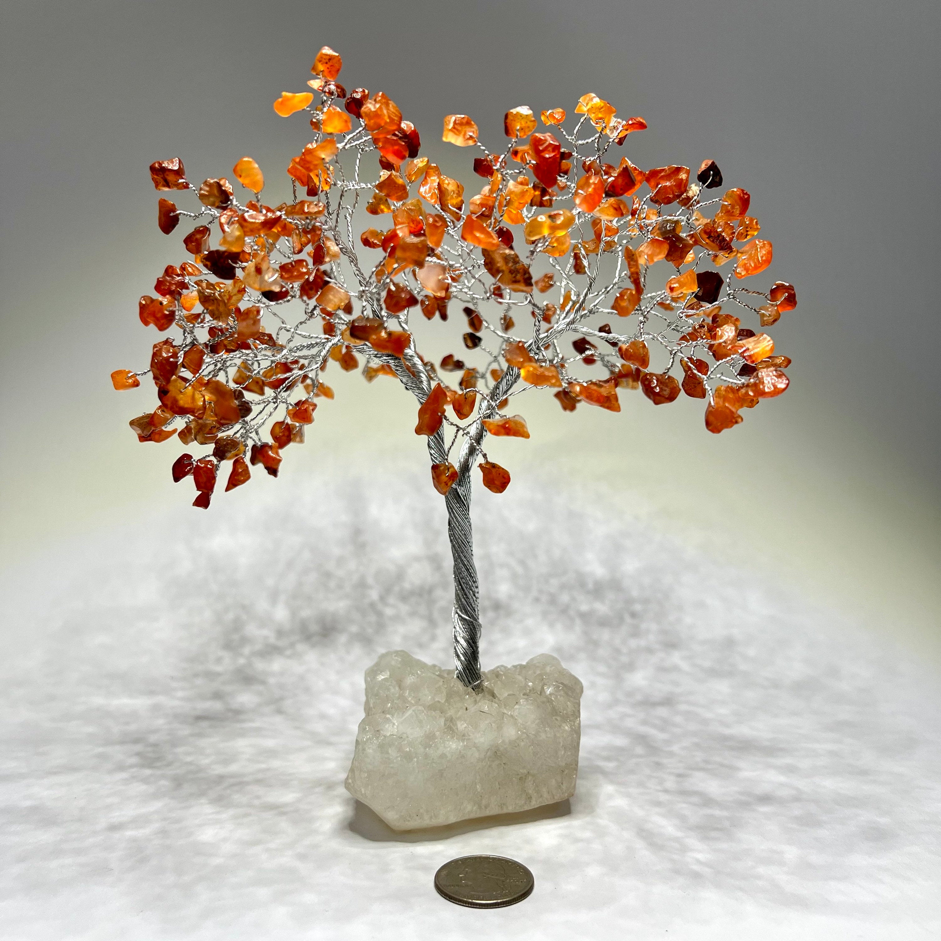 Carnelian Crystal Tree, Carnelian Gemstone Tree with Apophyllite Crystal Base