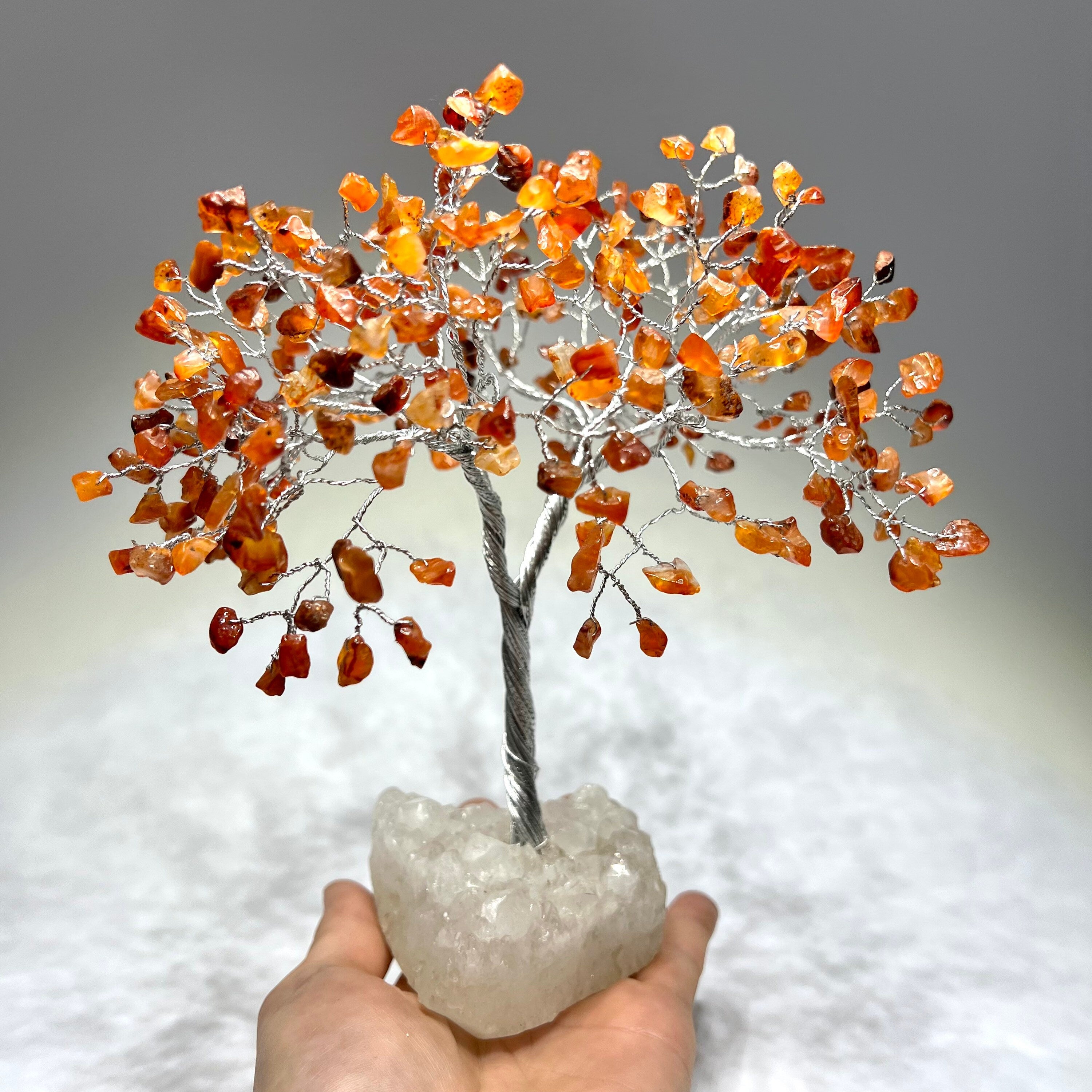 Carnelian Crystal Tree, Carnelian Gemstone Tree with Apophyllite Crystal Base