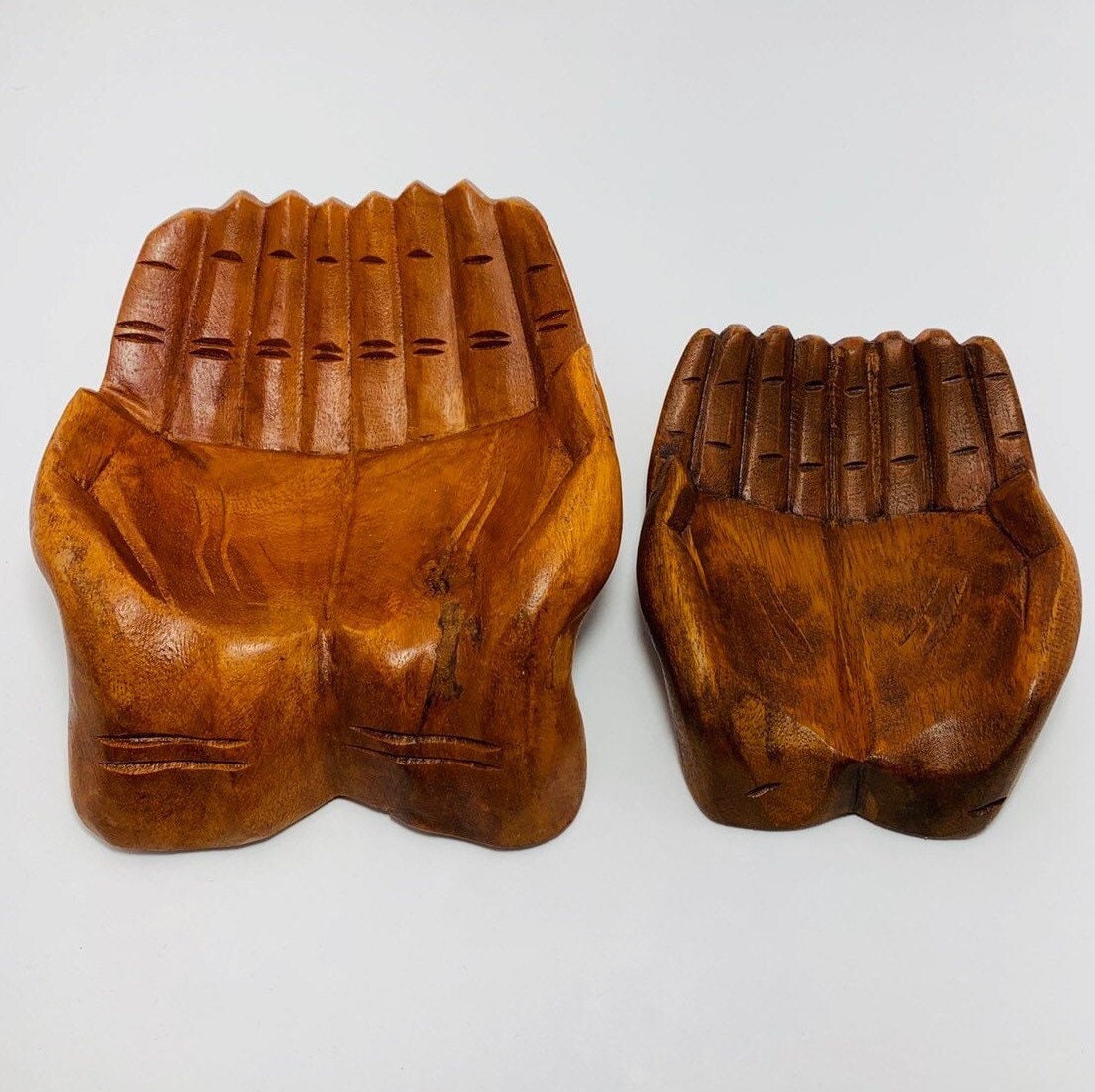 Small Wood Carved Praying Hand Shape Bowl