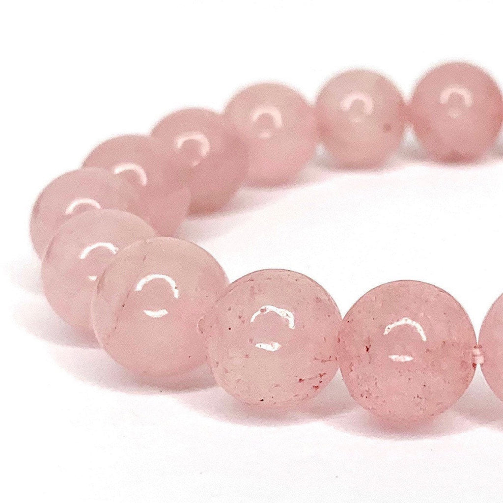 Rose Quartz Crystal Bracelet: 8mm Gemstone Beaded Stretch Bracelet