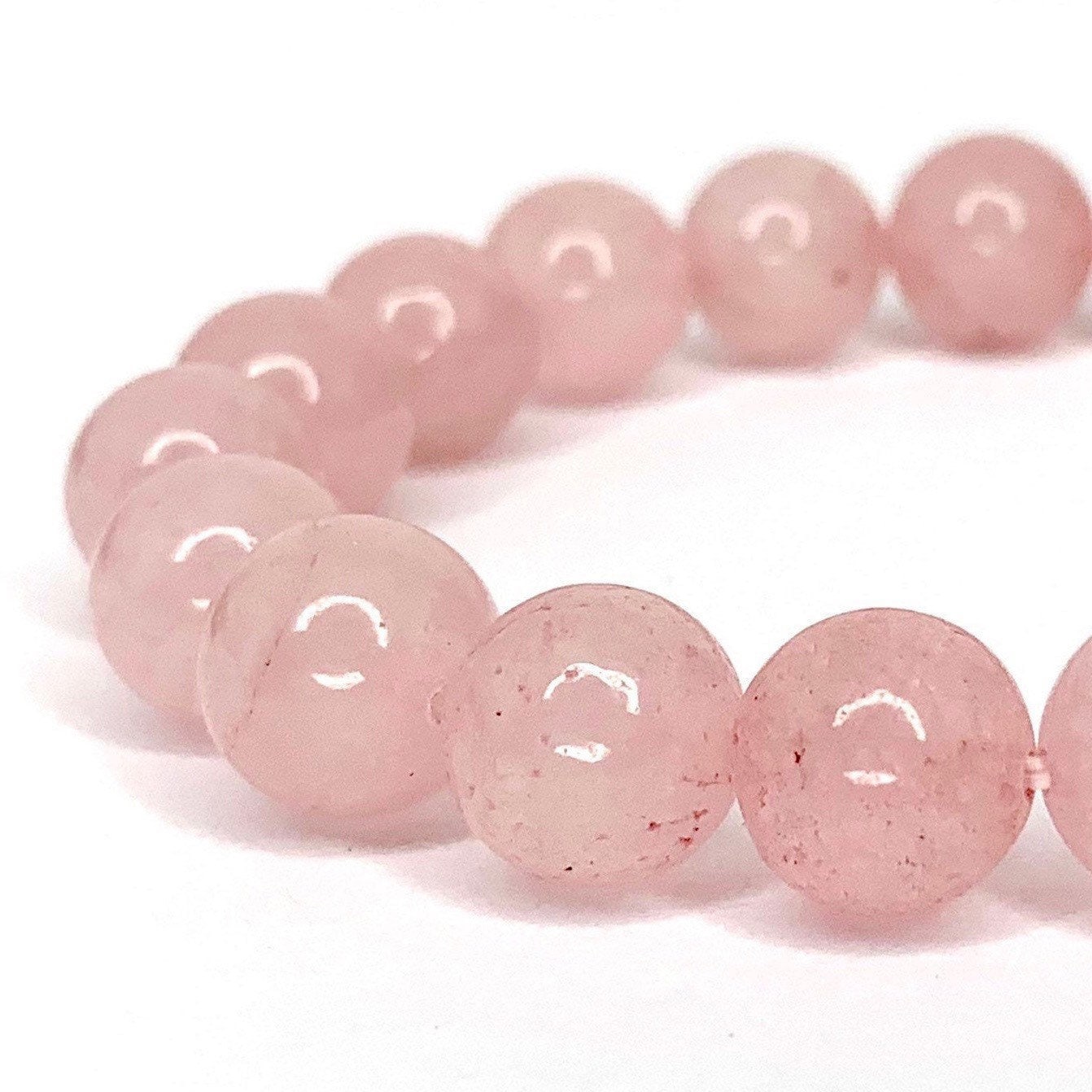 Rose Quartz Crystal Bracelet: 8mm Gemstone Beaded Stretch Bracelet