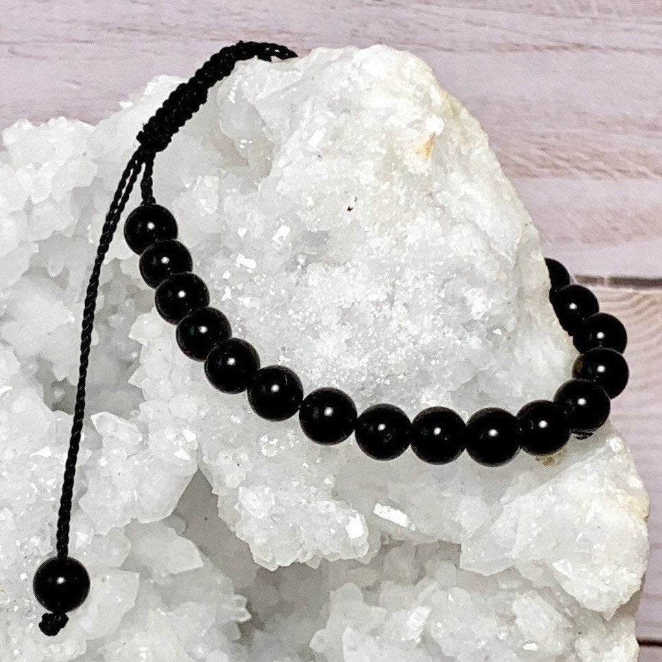Black Tourmaline Crystal Bracelet: Personalized, 6mm, 8mm and 10mm Beads