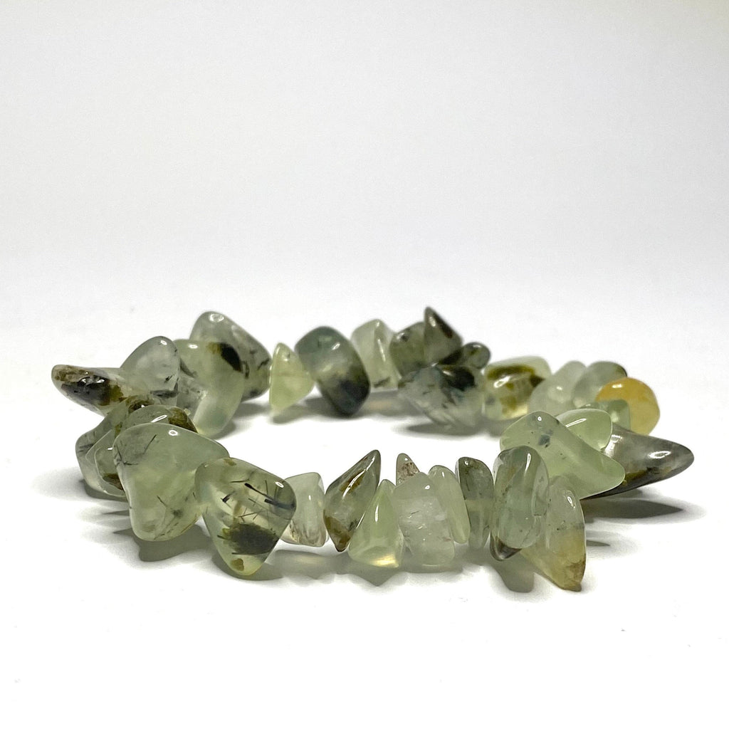 Prehnite Crystal Chip Bracelet: Handmade Gemstone Beaded Bracelet