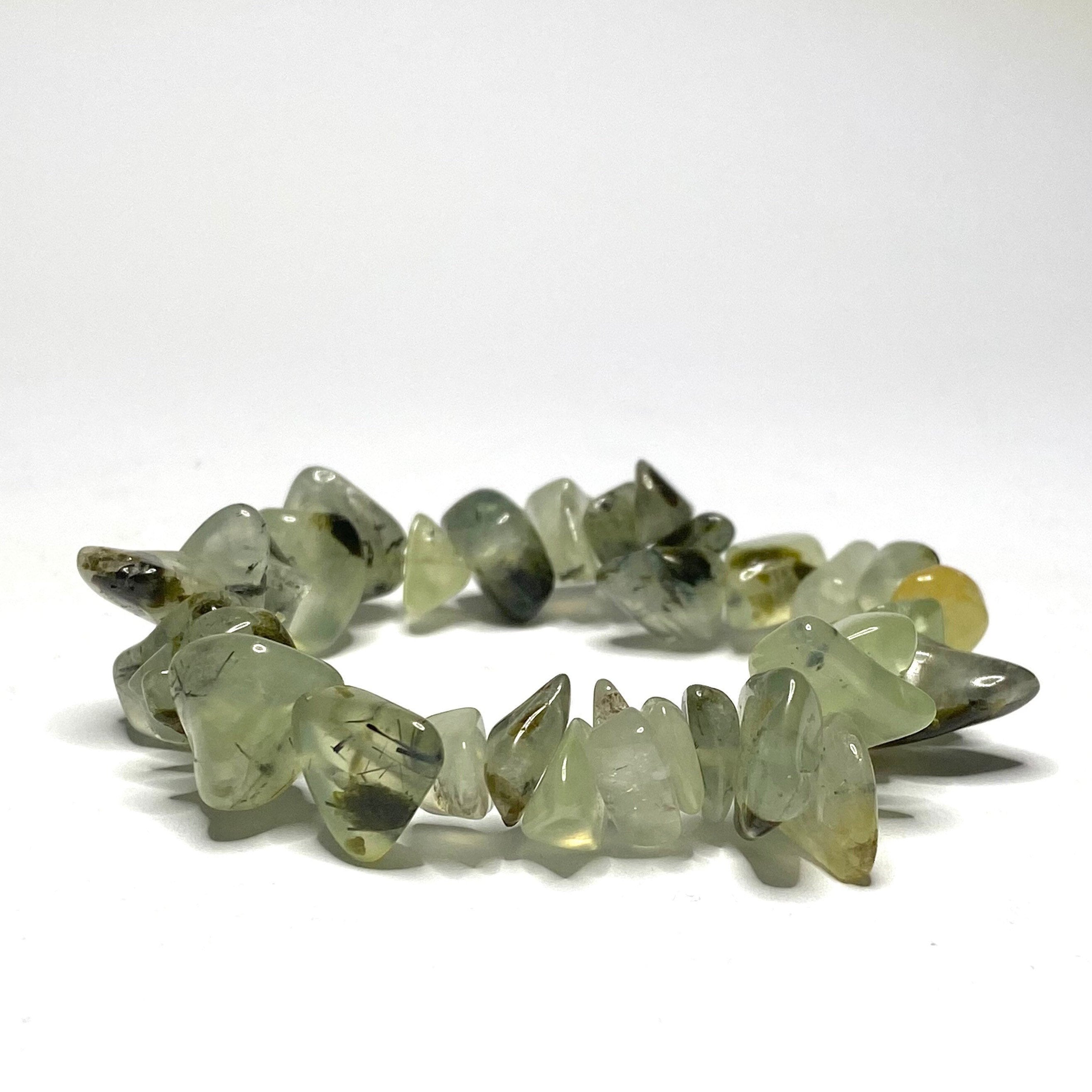 Prehnite Crystal Chip Bracelet: Handmade Gemstone Beaded Bracelet