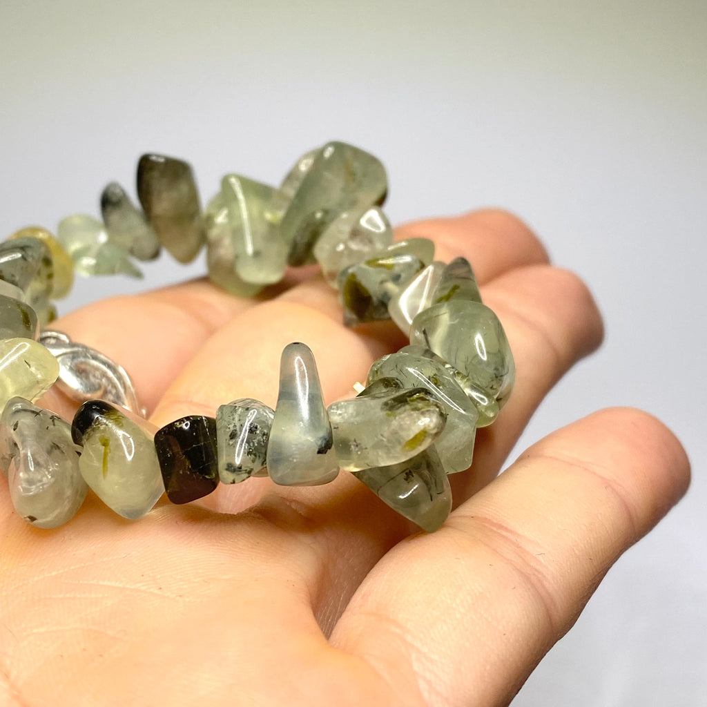 Prehnite Crystal Chip Bracelet: Handmade Gemstone Beaded Bracelet
