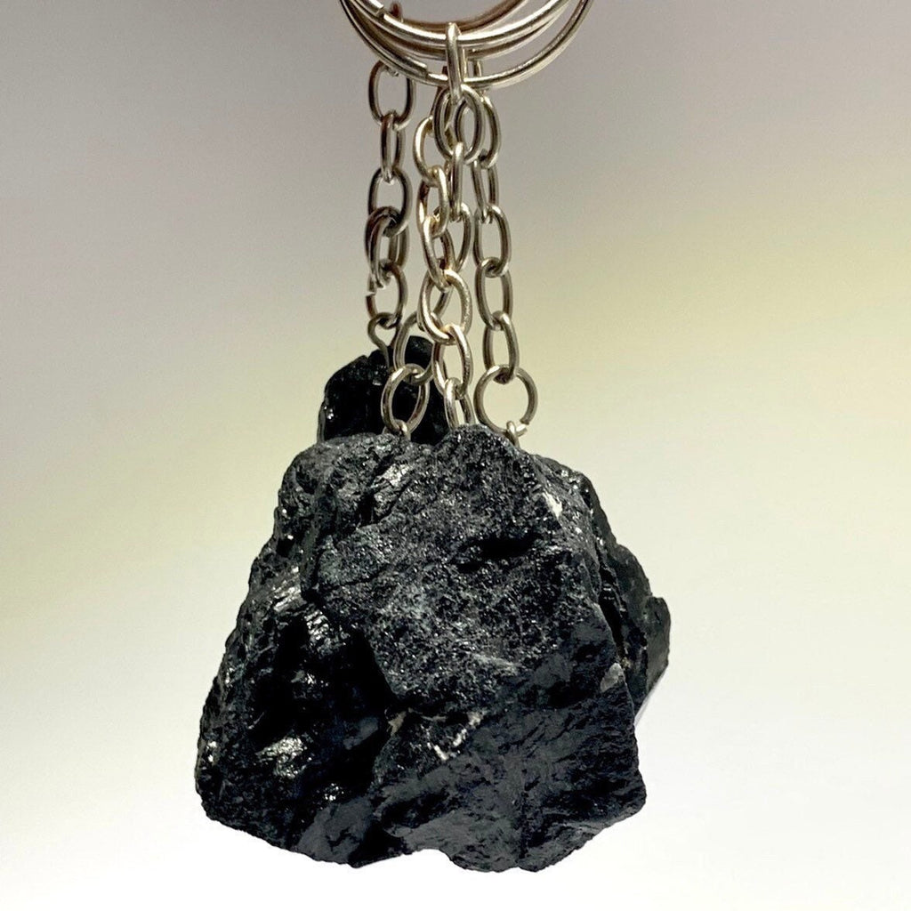 Raw Black Tourmaline Crystal Keychain - Protection Stone