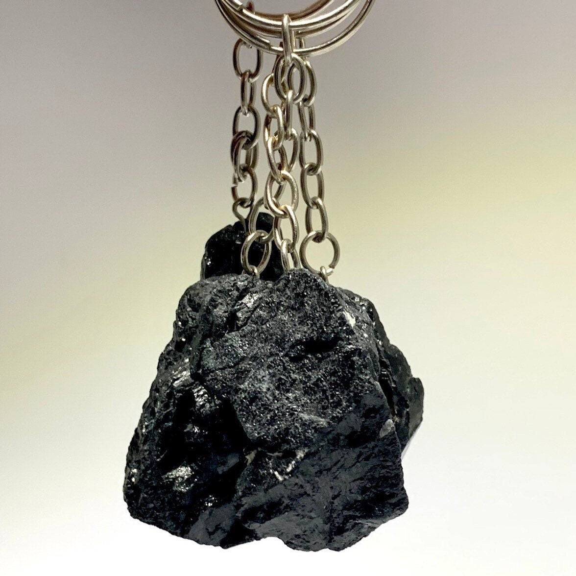 Raw Black Tourmaline Crystal Keychain - Protection Stone