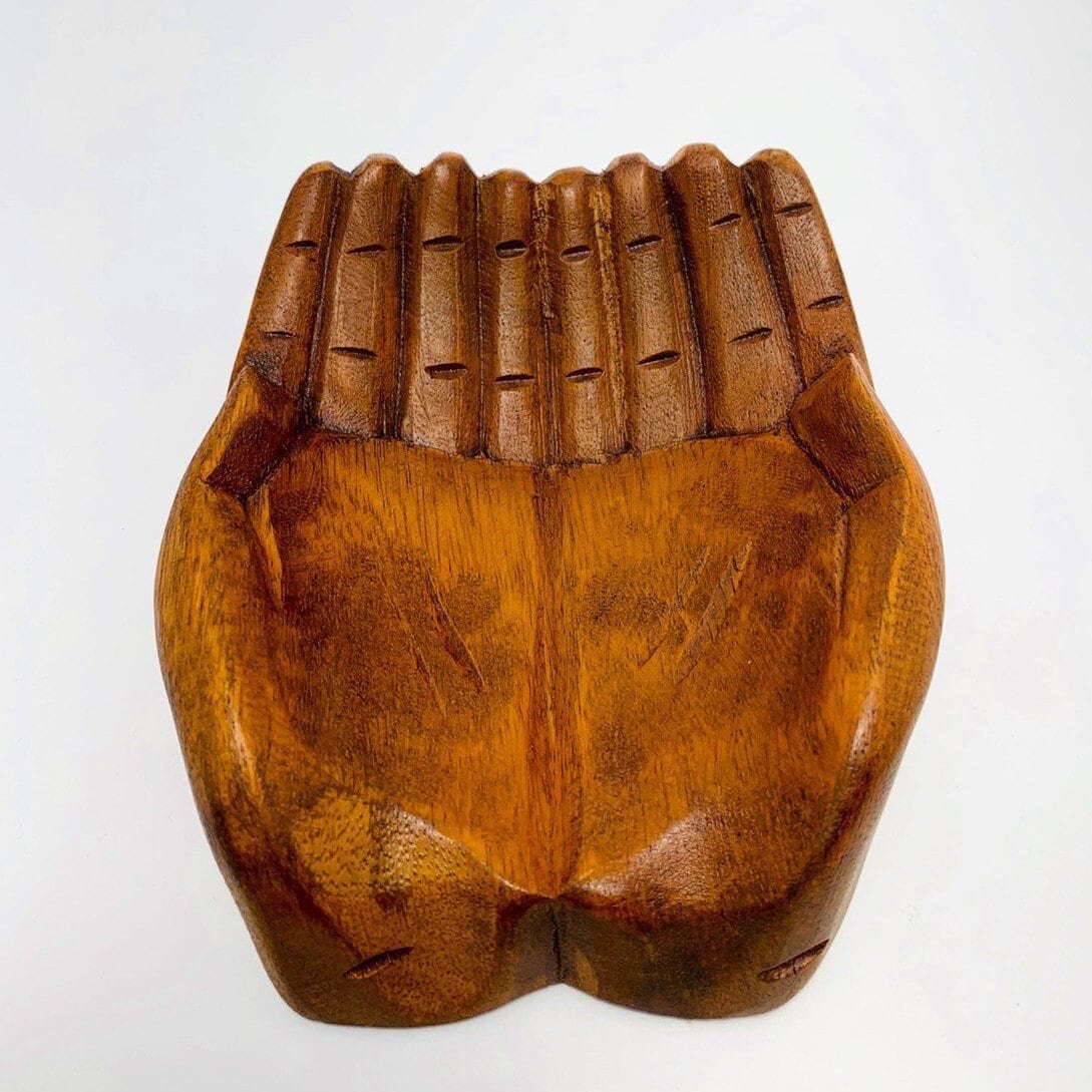Small Wood Carved Praying Hand Shape Bowl