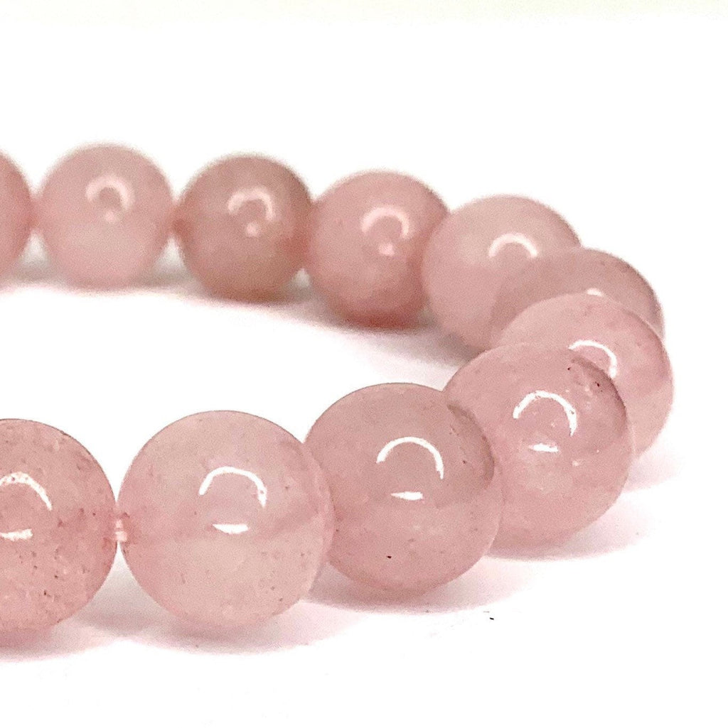 Rose Quartz Crystal Bracelet: 8mm Gemstone Beaded Stretch Bracelet