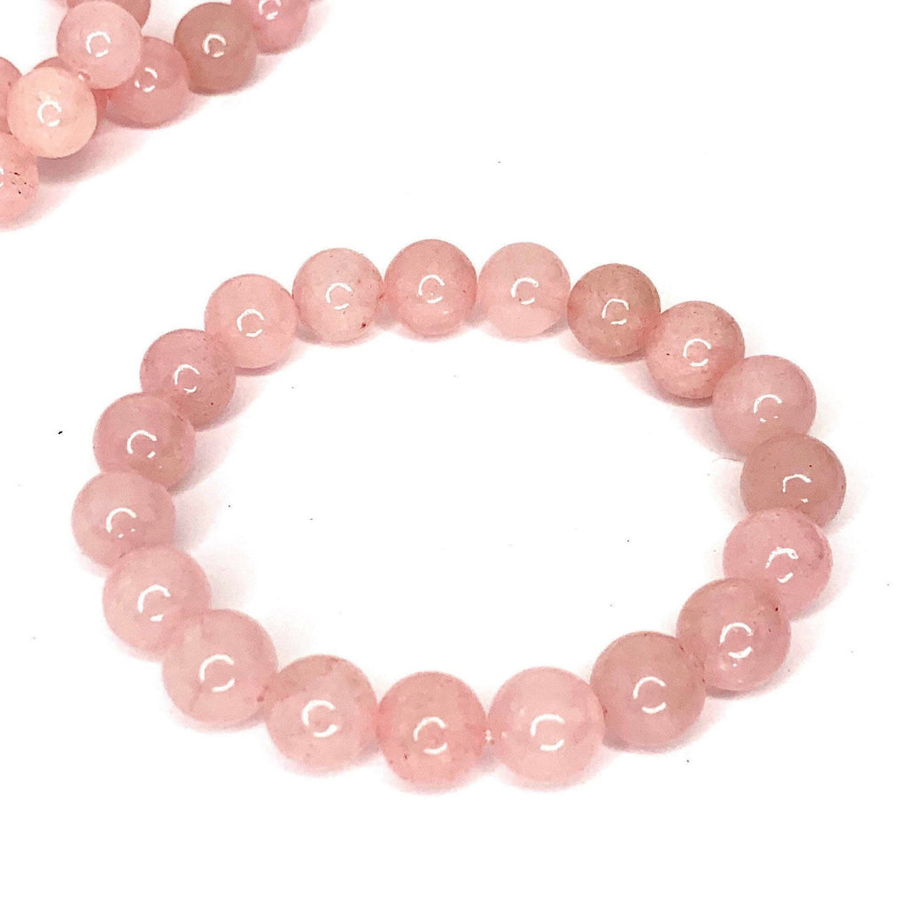 Rose Quartz Crystal Bracelet: 8mm Gemstone Beaded Stretch Bracelet