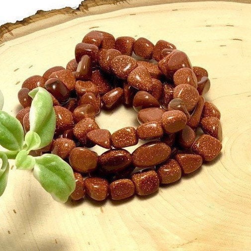 Goldstone Crystal Bracelet: Handmade Tumbled Stone Beaded Bracelet